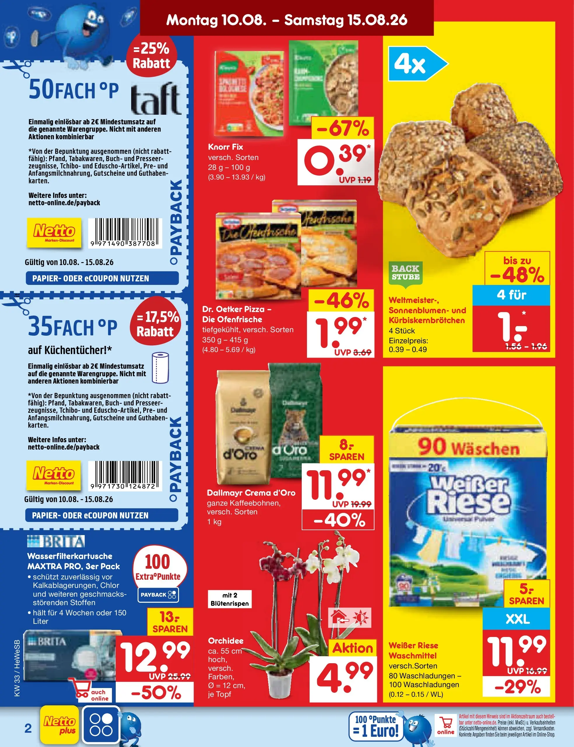 Netto Marken-Discount Prospekt Hamburg (ab 10.08.2026) ยป Angebote | Seite: 2 | Produkte: Orchidee, Knorr, Waschmittel, Pizza Netto Marken-Discount Prospekt Hamburg (ab 10.08.2026) ยป Angebote | Seite: 2 | Produkte: Orchidee, Knorr, Waschmittel, Pizza