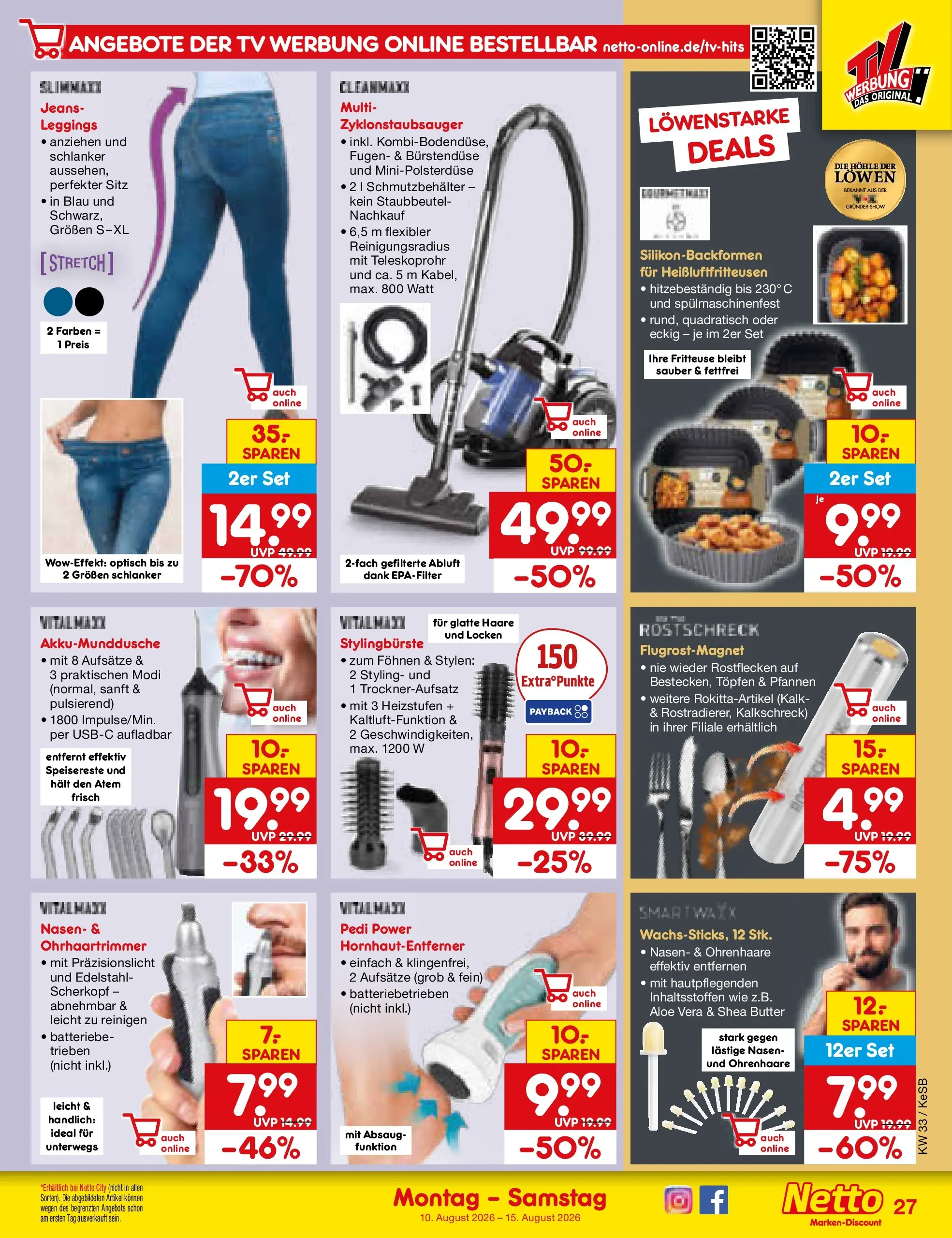 Netto Marken-Discount Prospekt Bonn (ab 10.08.2026) ยป Angebote | Seite: 39 | Produkte: Butter, Leggings, Fritteuse, Jeans Netto Marken-Discount Prospekt Bonn (ab 10.08.2026) ยป Angebote | Seite: 39 | Produkte: Butter, Leggings, Fritteuse, Jeans