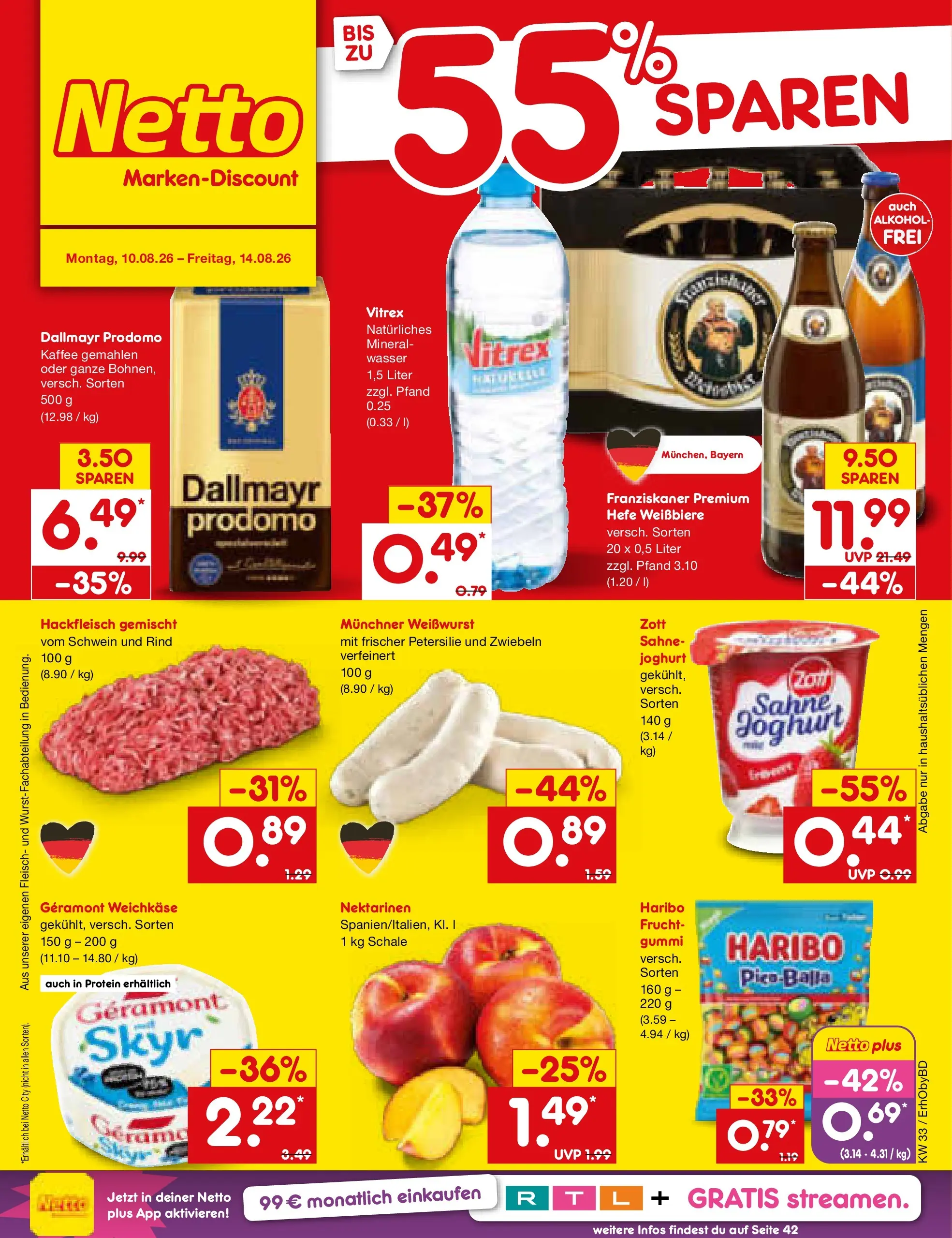 Netto Marken-Discount Prospekt Ergolding (ab 10.08.2026) ยป Angebote | Seite: 1 | Produkte: Franziskaner, Joghurt, Kaffee, Dallmayr Netto Marken-Discount Prospekt Ergolding (ab 10.08.2026) ยป Angebote | Seite: 1 | Produkte: Franziskaner, Joghurt, Kaffee, Dallmayr