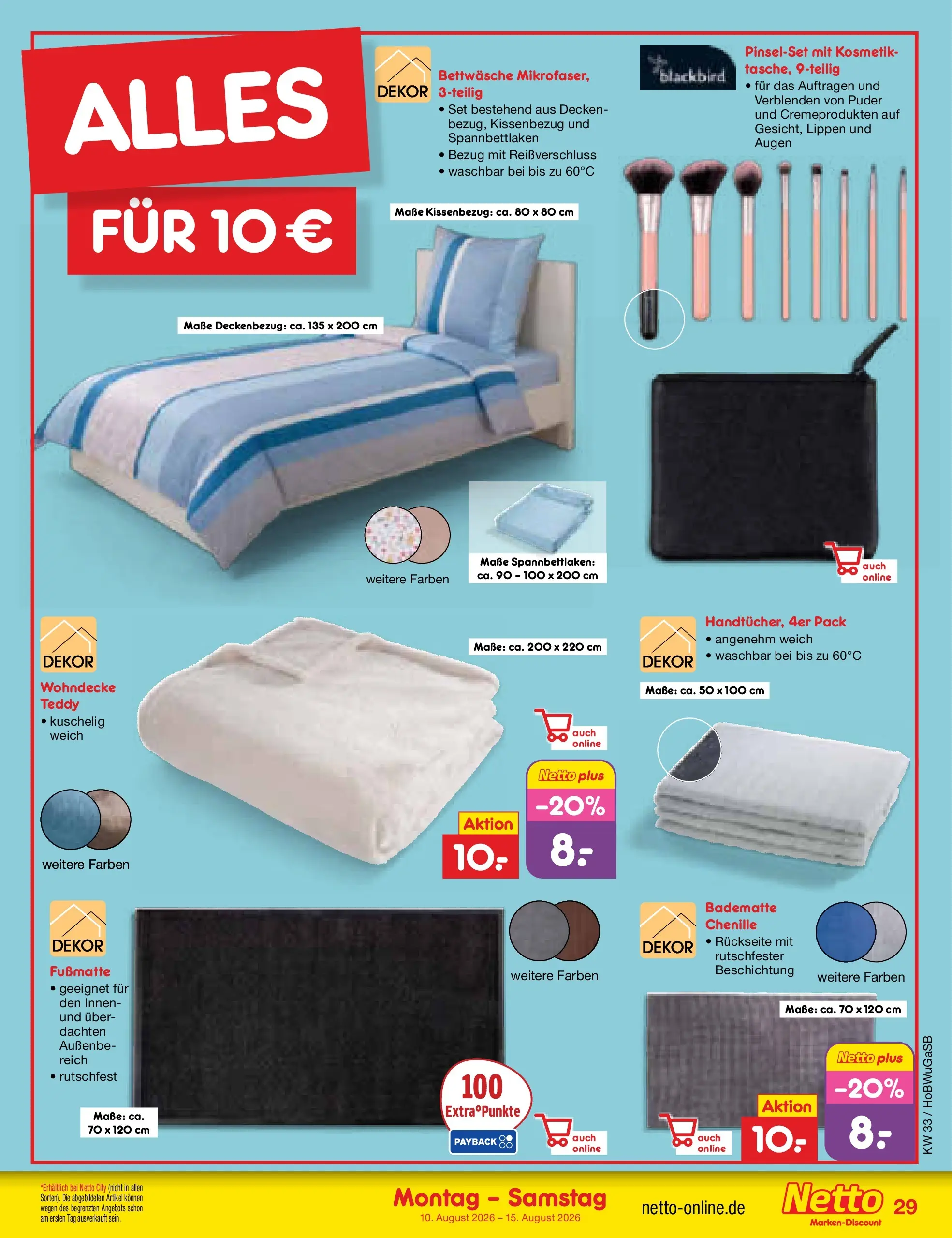 Netto Marken-Discount Prospekt Stemwede-Dielingen (ab 10.08.2026) ยป Angebote | Seite: 41 | Produkte: Bettwรคsche, Puder, Fuรmatte Netto Marken-Discount Prospekt Stemwede-Dielingen (ab 10.08.2026) ยป Angebote | Seite: 41 | Produkte: Bettwรคsche, Puder, Fuรmatte