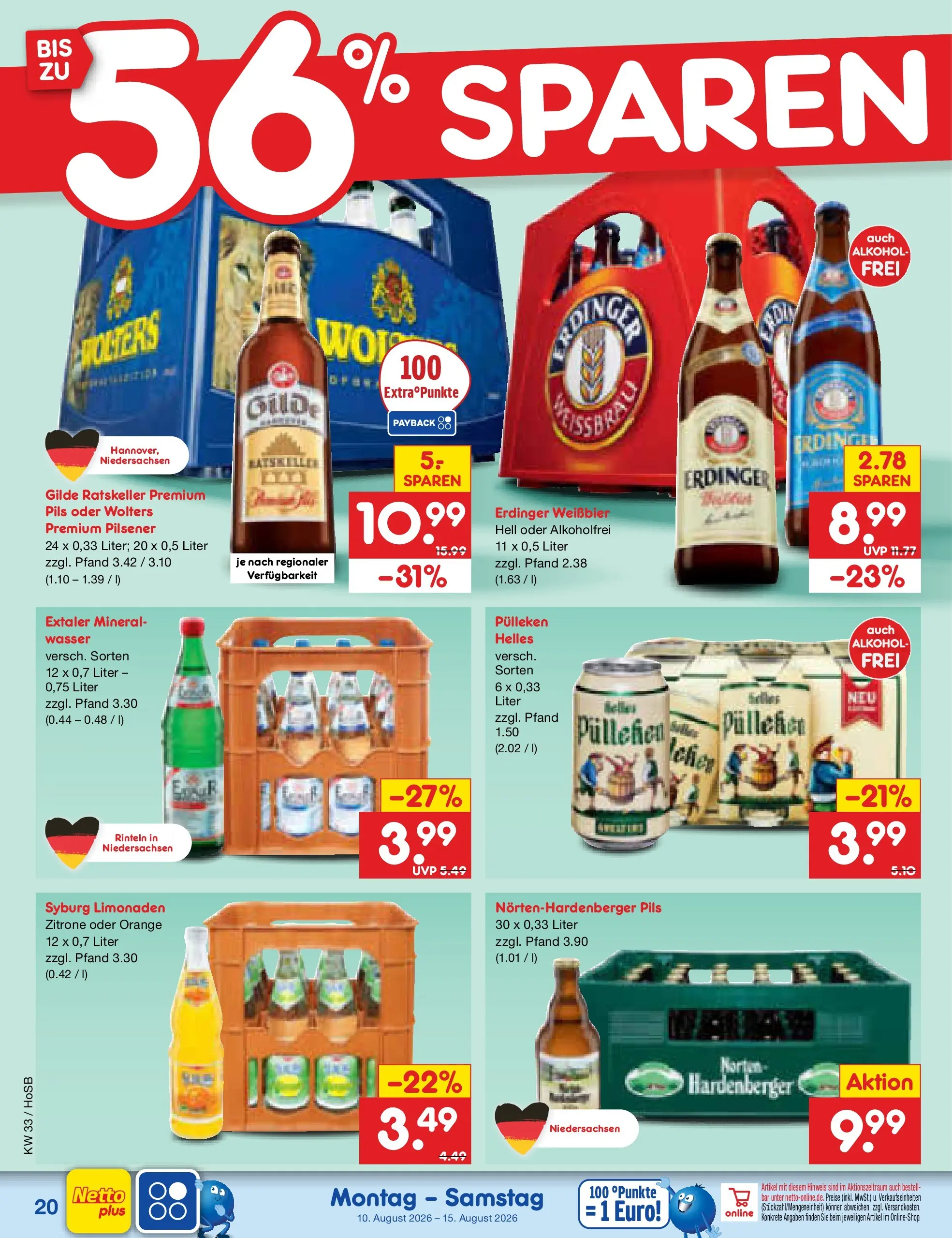 Netto Marken-Discount Prospekt Hannover (ab 10.08.2026) ยป Angebote | Seite: 28 | Produkte: Erdinger, Weiรbier, Wasser, Zitrone Netto Marken-Discount Prospekt Hannover (ab 10.08.2026) ยป Angebote | Seite: 28 | Produkte: Erdinger, Weiรbier, Wasser, Zitrone