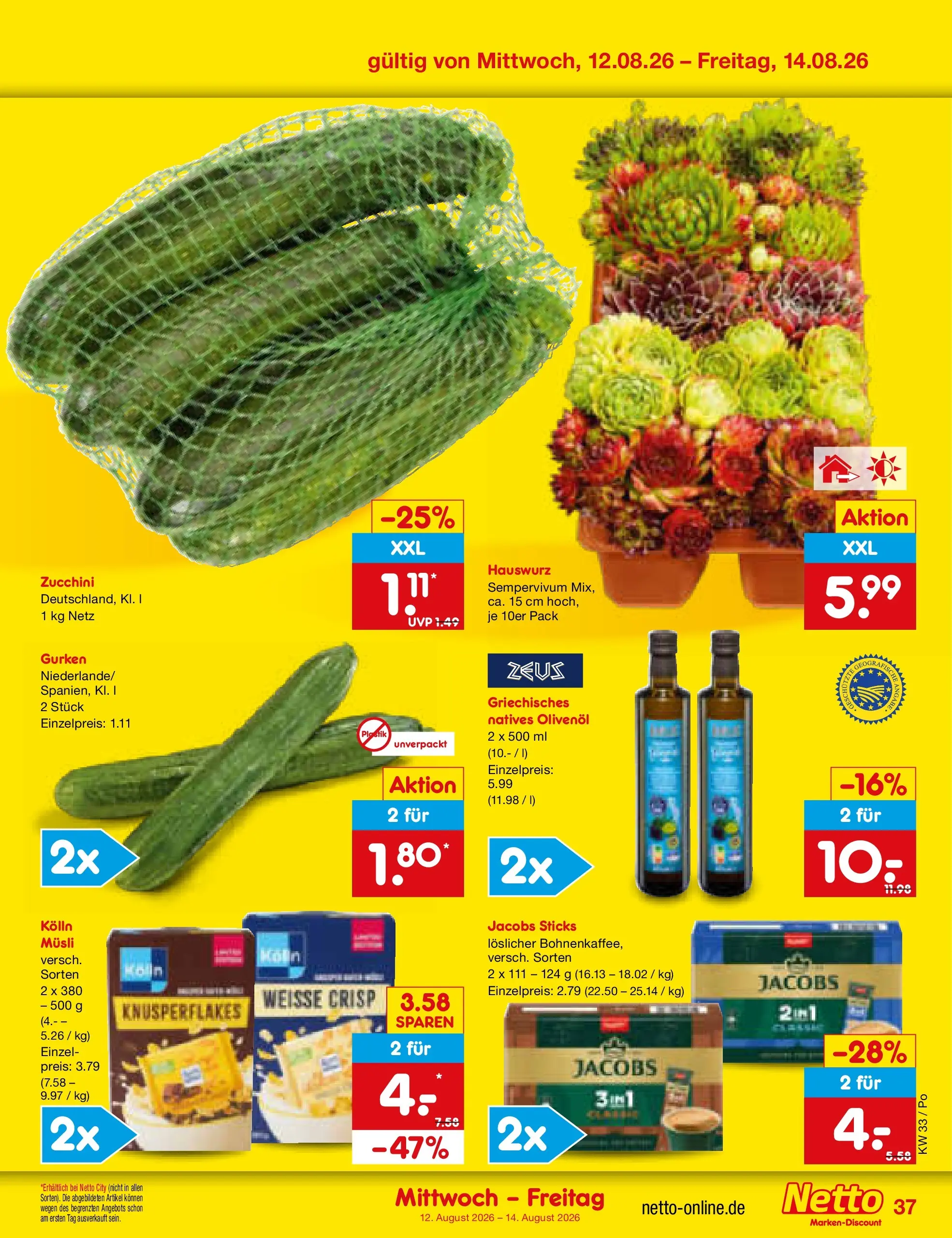 Netto Marken-Discount Prospekt Regensburg (ab 10.08.2026) » Angebote | Seite: 51 | Produkte: Musli, Kolln, Zucchini, Gurken