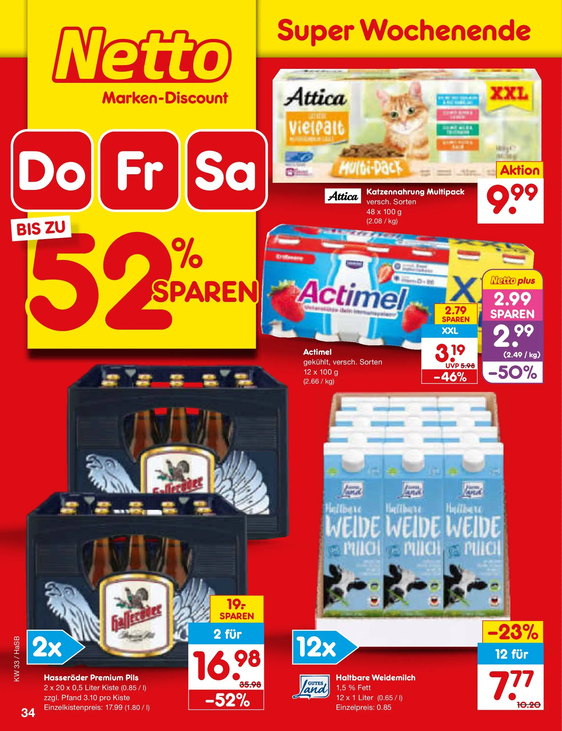 Netto Marken-Discount Prospekt Wuppertal (ab 10.08.2026) » Angebote | Seite: 48 | Produkte: Actimel, Pils, Hasseröder