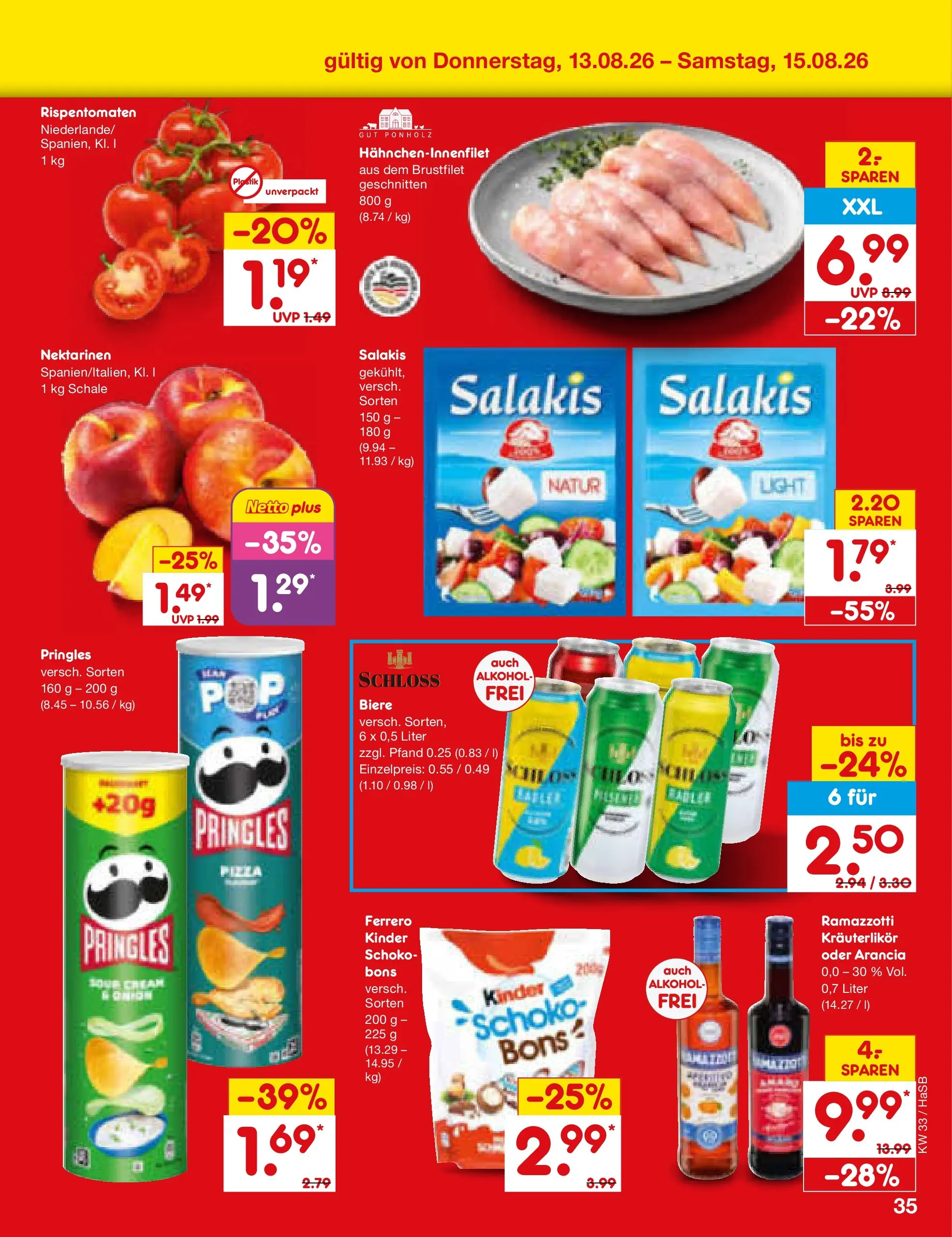 Netto Marken-Discount Prospekt Wuppertal (ab 10.08.2026) » Angebote | Seite: 49 | Produkte: Nektarinen, Salakis, Pringles, Ramazzotti