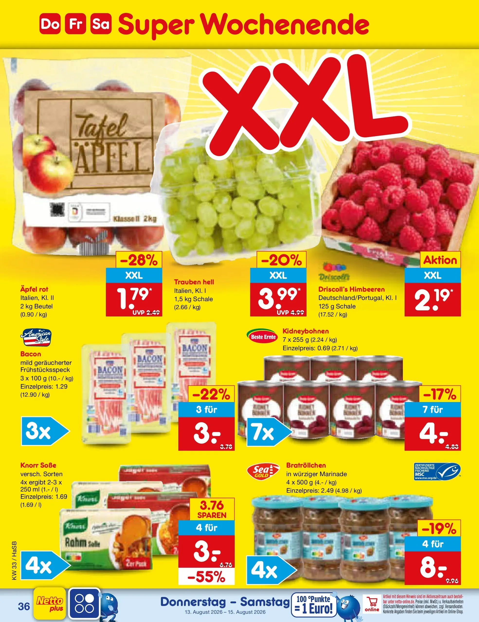 Netto Marken-Discount Prospekt Wuppertal (ab 10.08.2026) » Angebote | Seite: 50 | Produkte: Trauben, Äpfel, Knorr, Soße
