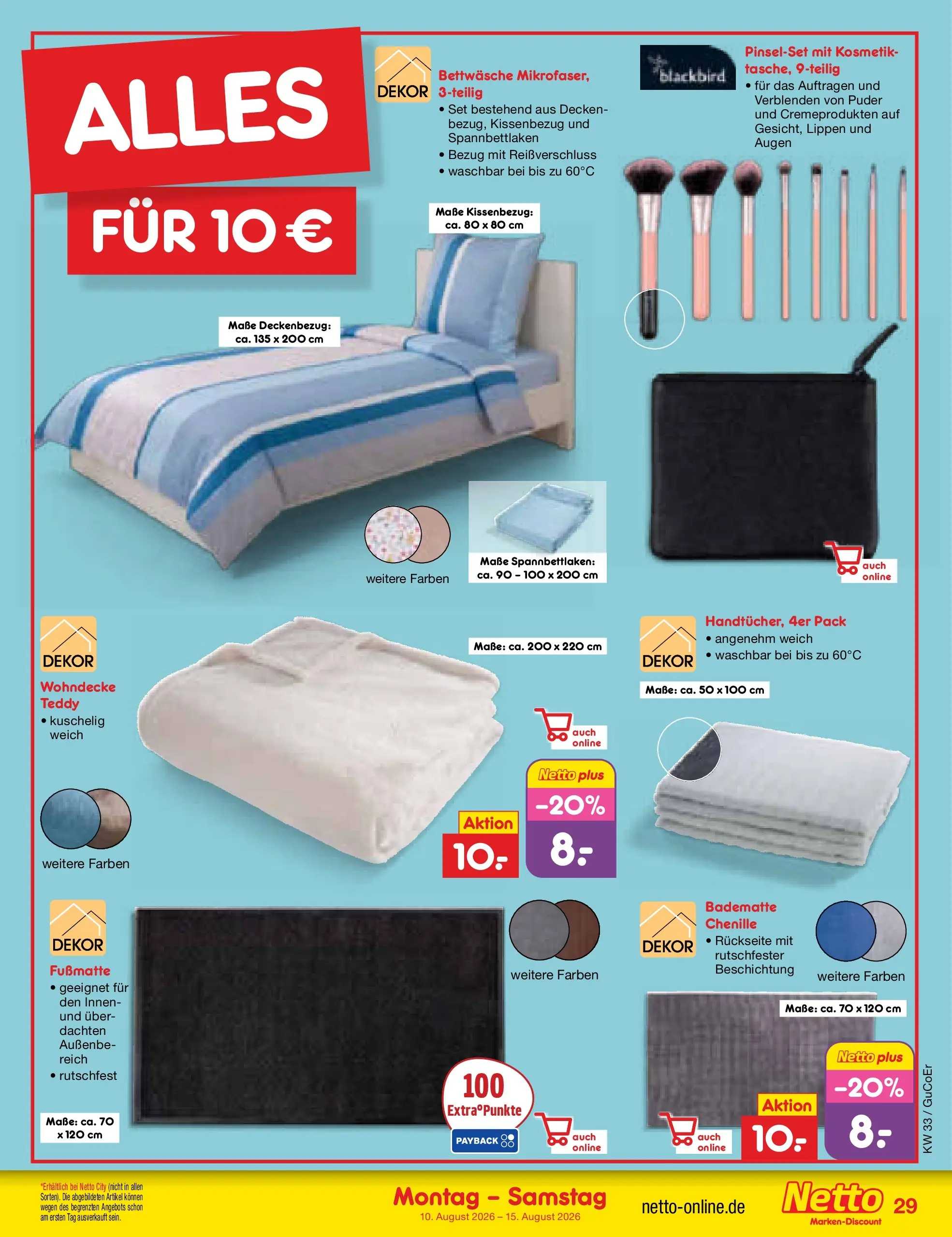 Netto Marken-Discount Prospekt Weimar (ab 10.08.2026) ยป Angebote | Seite: 41 | Produkte: Bettwรคsche, Puder, Fuรmatte Netto Marken-Discount Prospekt Weimar (ab 10.08.2026) ยป Angebote | Seite: 41 | Produkte: Bettwรคsche, Puder, Fuรmatte