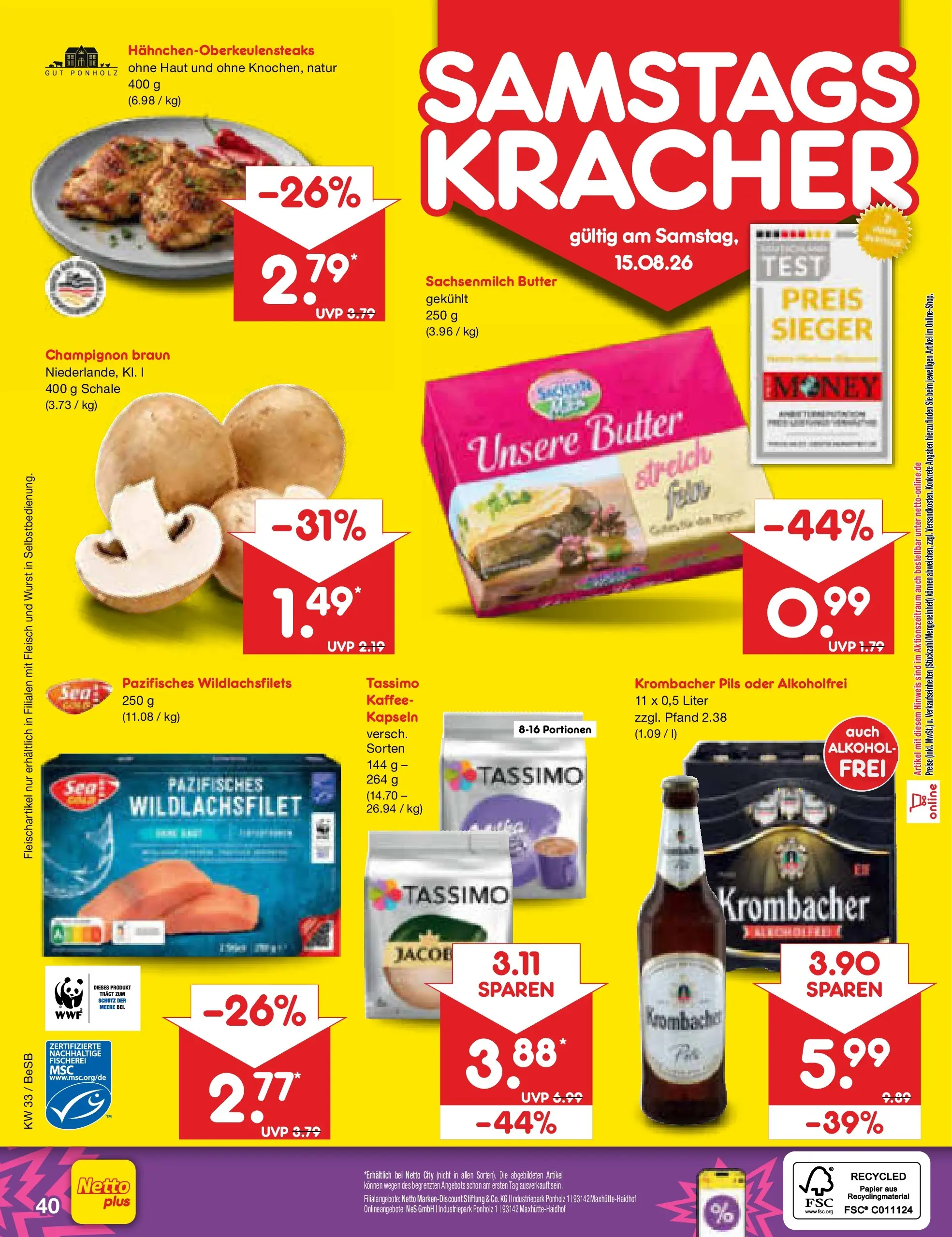 Netto Marken-Discount Prospekt Kremmen (ab 10.08.2026) » Angebote | Seite: 58 | Produkte: Pils, Krombacher, Fleisch, Tassimo