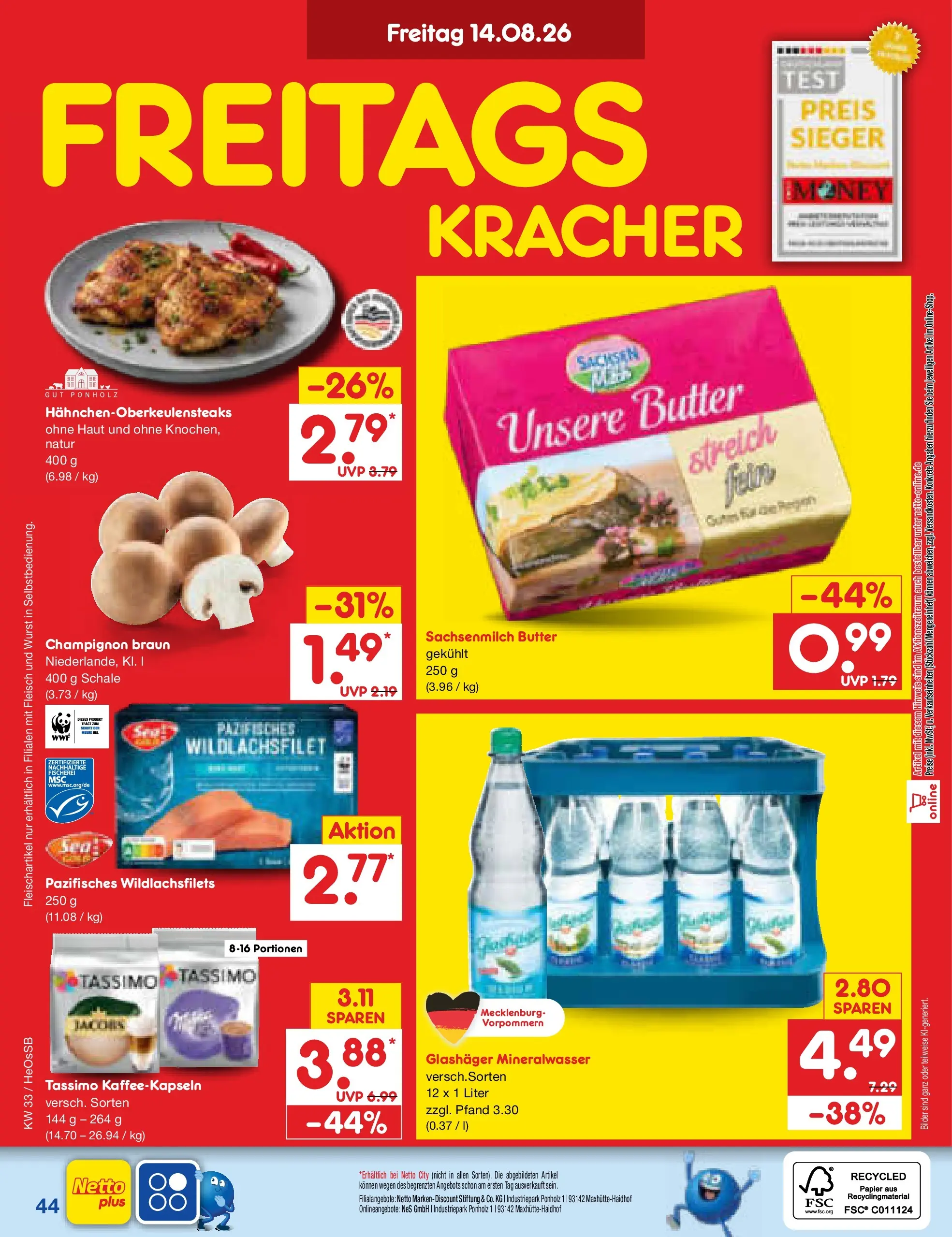 Netto Marken-Discount Prospekt Kröpelin (ab 10.08.2026) » Angebote | Seite: 58 | Produkte: Butter, Bilder, Wurst, Tassimo