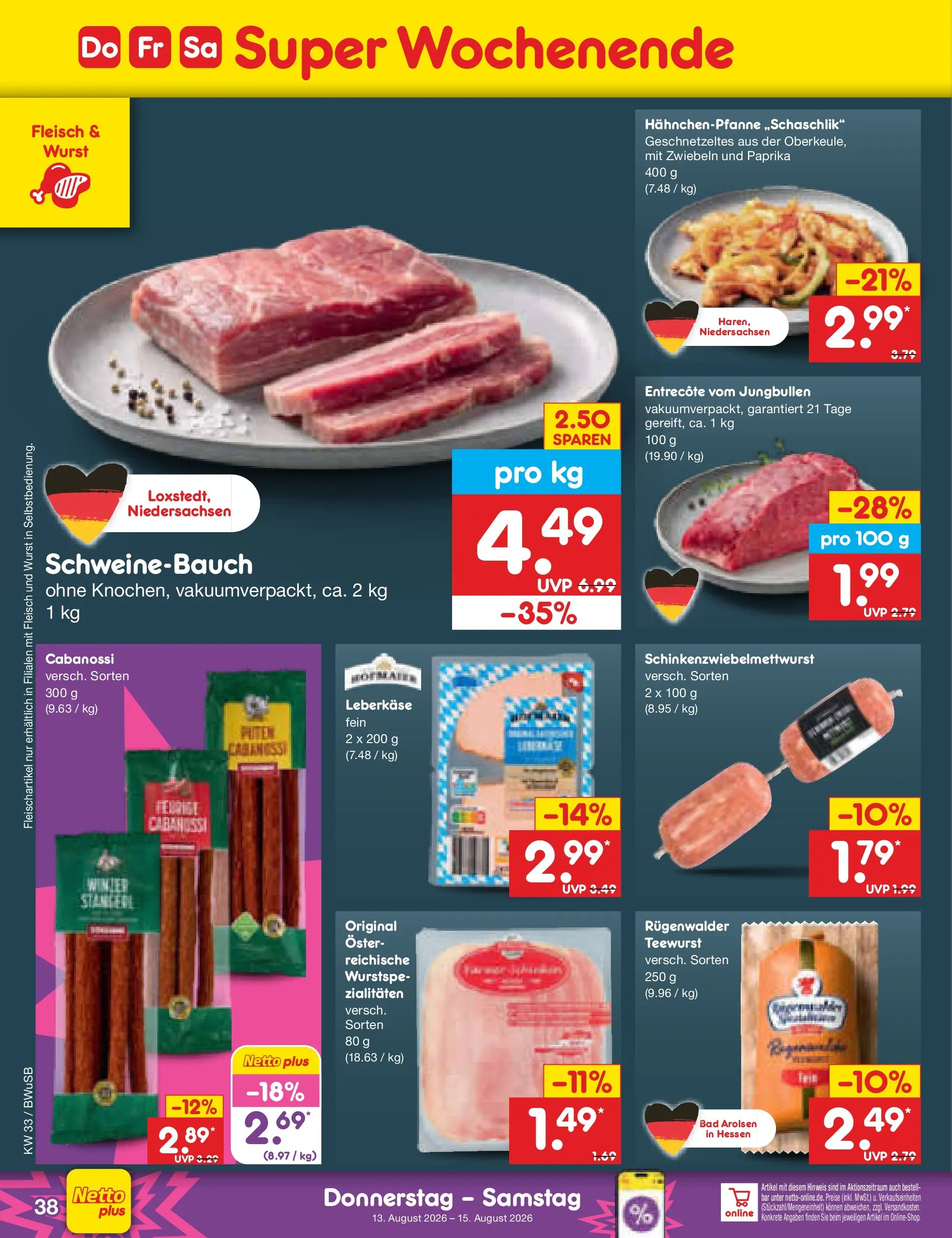 Netto Marken-Discount Prospekt Stemwede-Dielingen (ab 10.08.2026) ยป Angebote | Seite: 54 | Produkte: Entrecote, Zwiebeln, Wurst, Leberkase Netto Marken-Discount Prospekt Stemwede-Dielingen (ab 10.08.2026) ยป Angebote | Seite: 54 | Produkte: Entrecote, Zwiebeln, Wurst, Leberkase