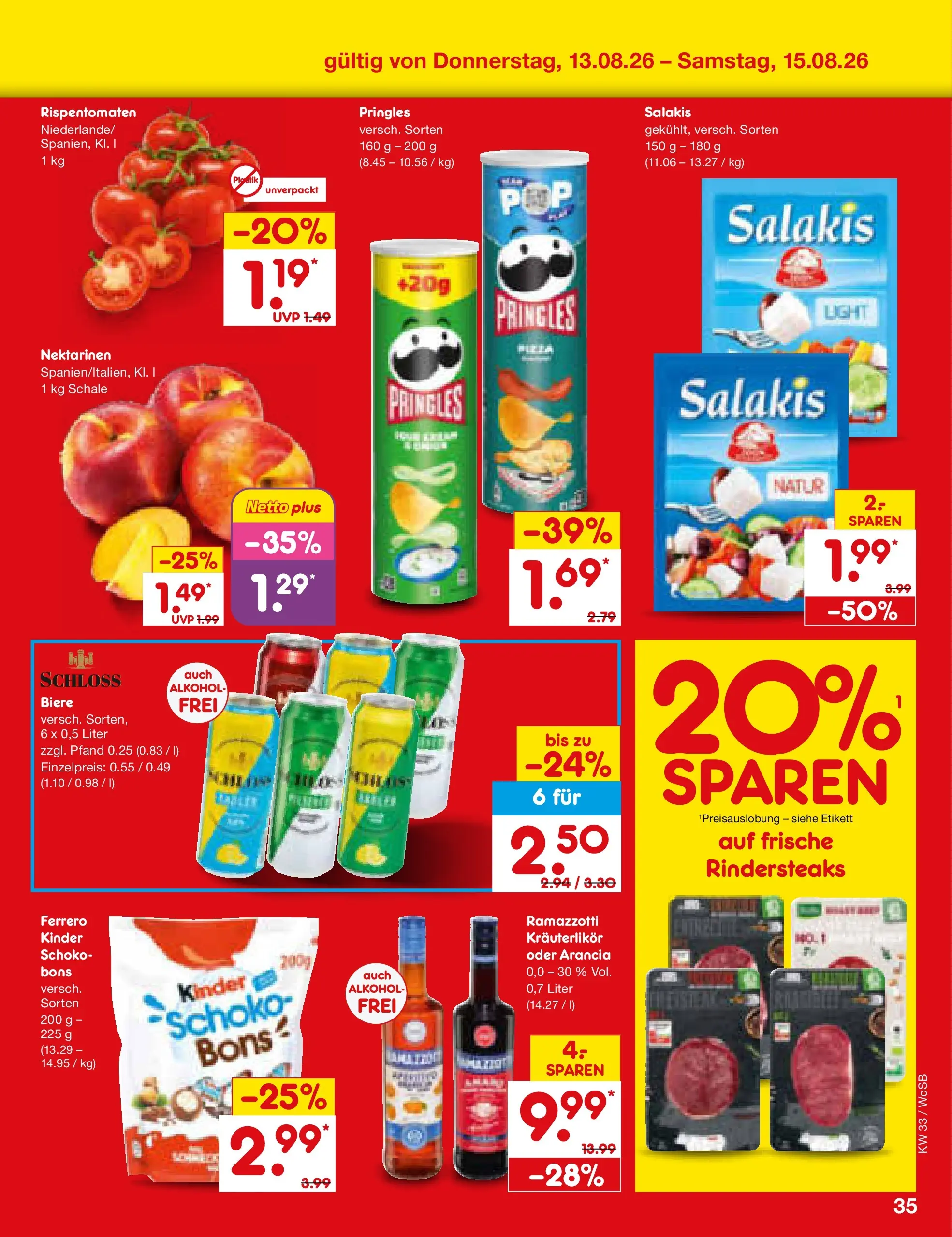 Netto Marken-Discount Prospekt Mannheim (ab 10.08.2026) ยป Angebote | Seite: 49 | Produkte: Nektarinen, Salakis, Pringles, Ramazzotti Netto Marken-Discount Prospekt Mannheim (ab 10.08.2026) ยป Angebote | Seite: 49 | Produkte: Nektarinen, Salakis, Pringles, Ramazzotti