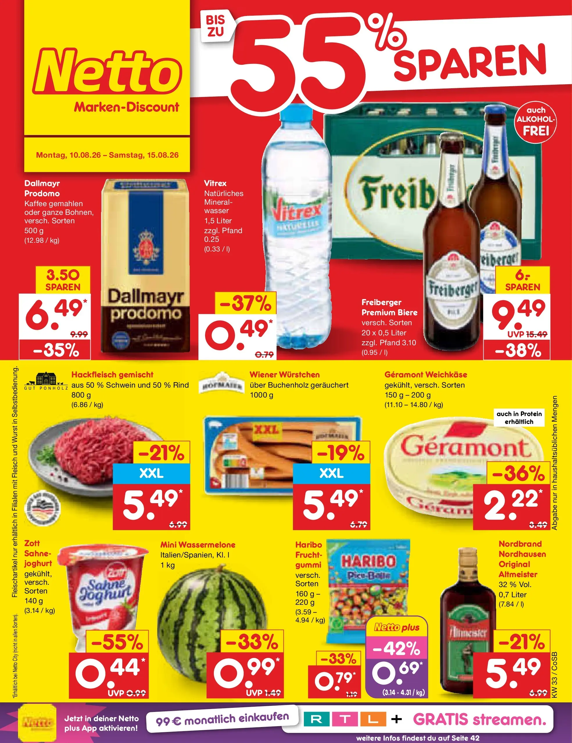 Netto Marken-Discount Prospekt Bitterfeld-Wolfen (ab 10.08.2026) ยป Angebote | Seite: 1 | Produkte: Geramont, Haribo, Kaffee, Sahne Netto Marken-Discount Prospekt Bitterfeld-Wolfen (ab 10.08.2026) ยป Angebote | Seite: 1 | Produkte: Geramont, Haribo, Kaffee, Sahne