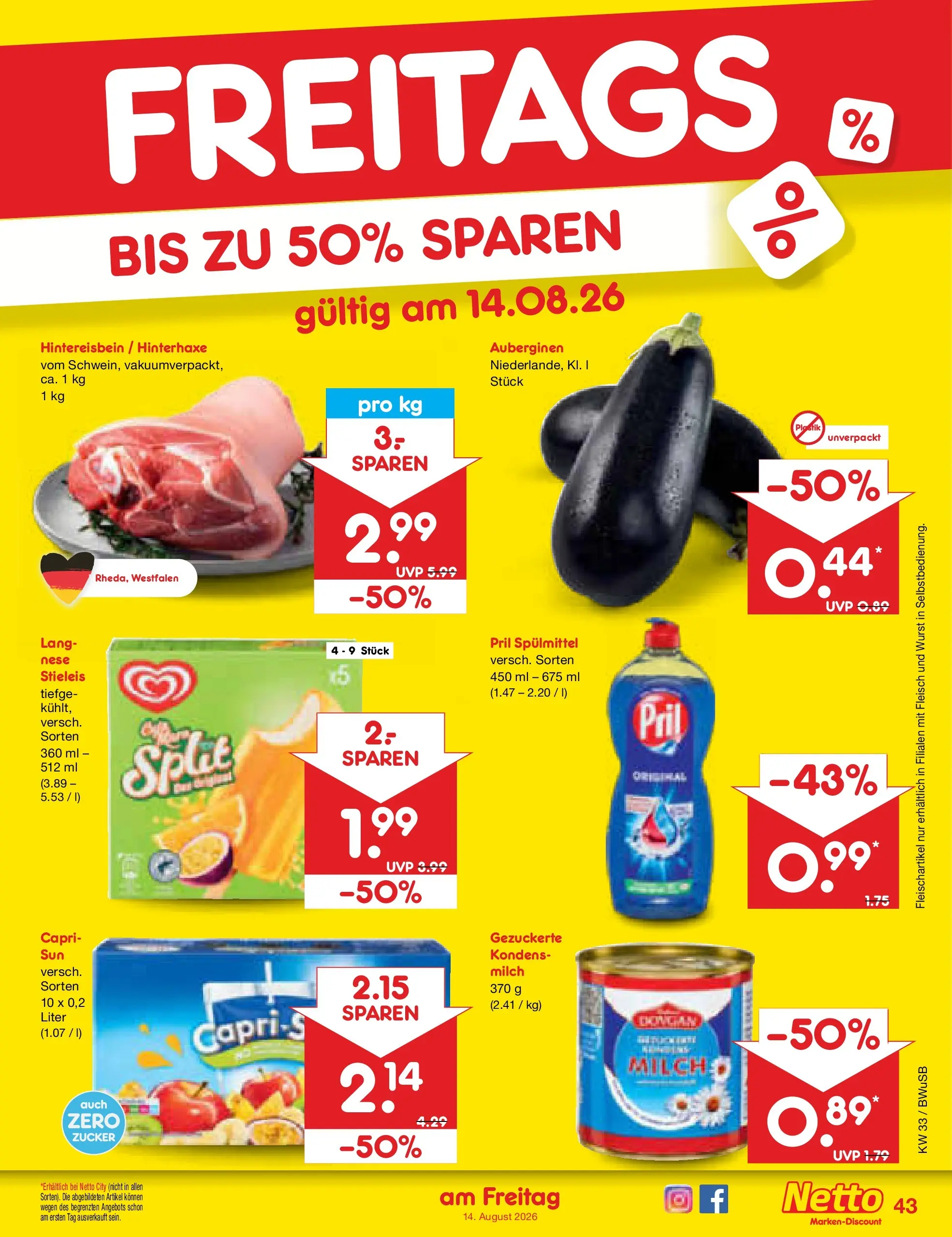 Netto Marken-Discount Prospekt Stemwede-Dielingen (ab 10.08.2026) ยป Angebote | Seite: 59 | Produkte: Milch, Zucker, Wurst, Fleisch Netto Marken-Discount Prospekt Stemwede-Dielingen (ab 10.08.2026) ยป Angebote | Seite: 59 | Produkte: Milch, Zucker, Wurst, Fleisch