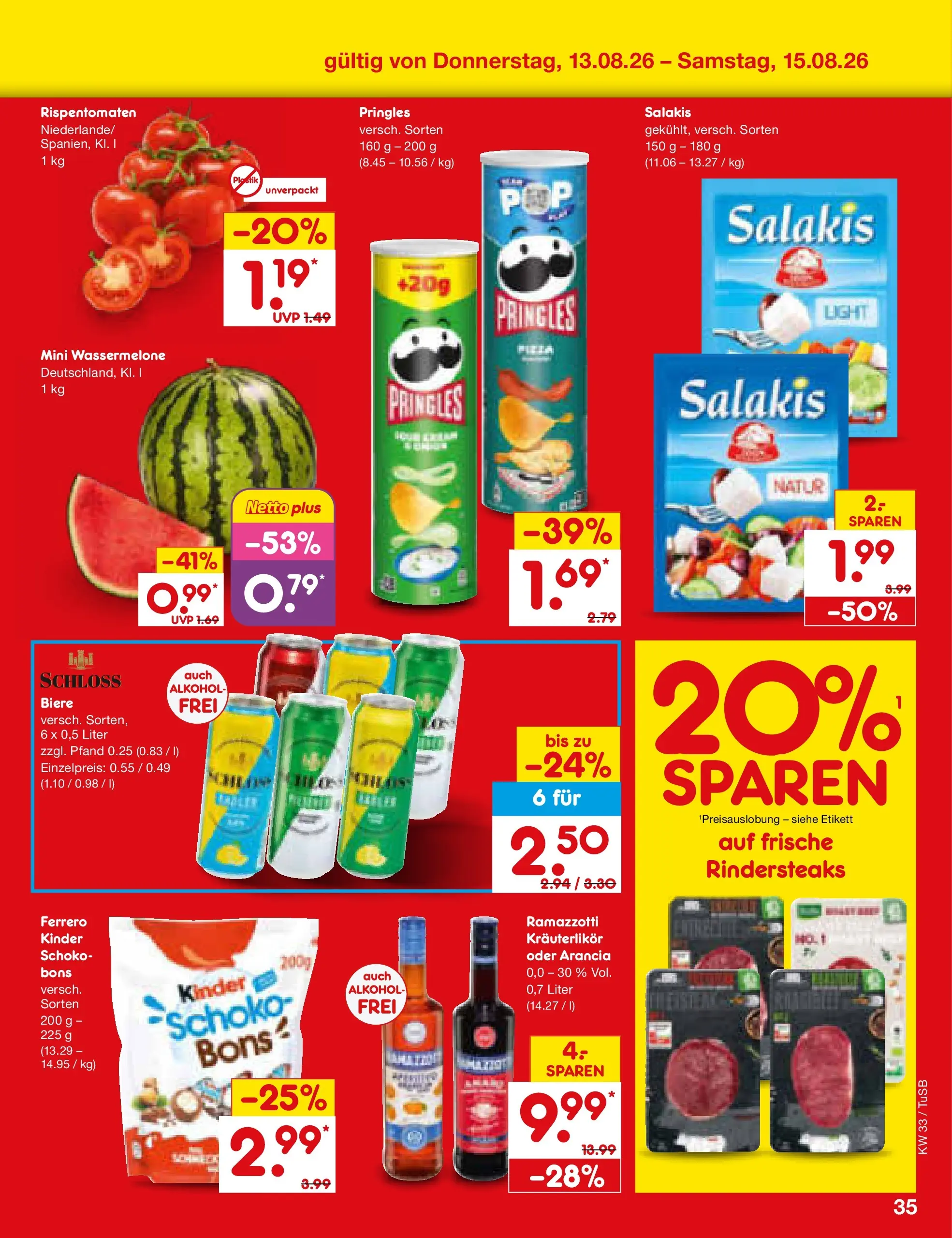 Netto Marken-Discount Prospekt Lahr-Langenwinkel (ab 10.08.2026) ยป Angebote | Seite: 49 | Produkte: Salakis, Wassermelone, Pringles, Ramazzotti Netto Marken-Discount Prospekt Lahr-Langenwinkel (ab 10.08.2026) ยป Angebote | Seite: 49 | Produkte: Salakis, Wassermelone, Pringles, Ramazzotti