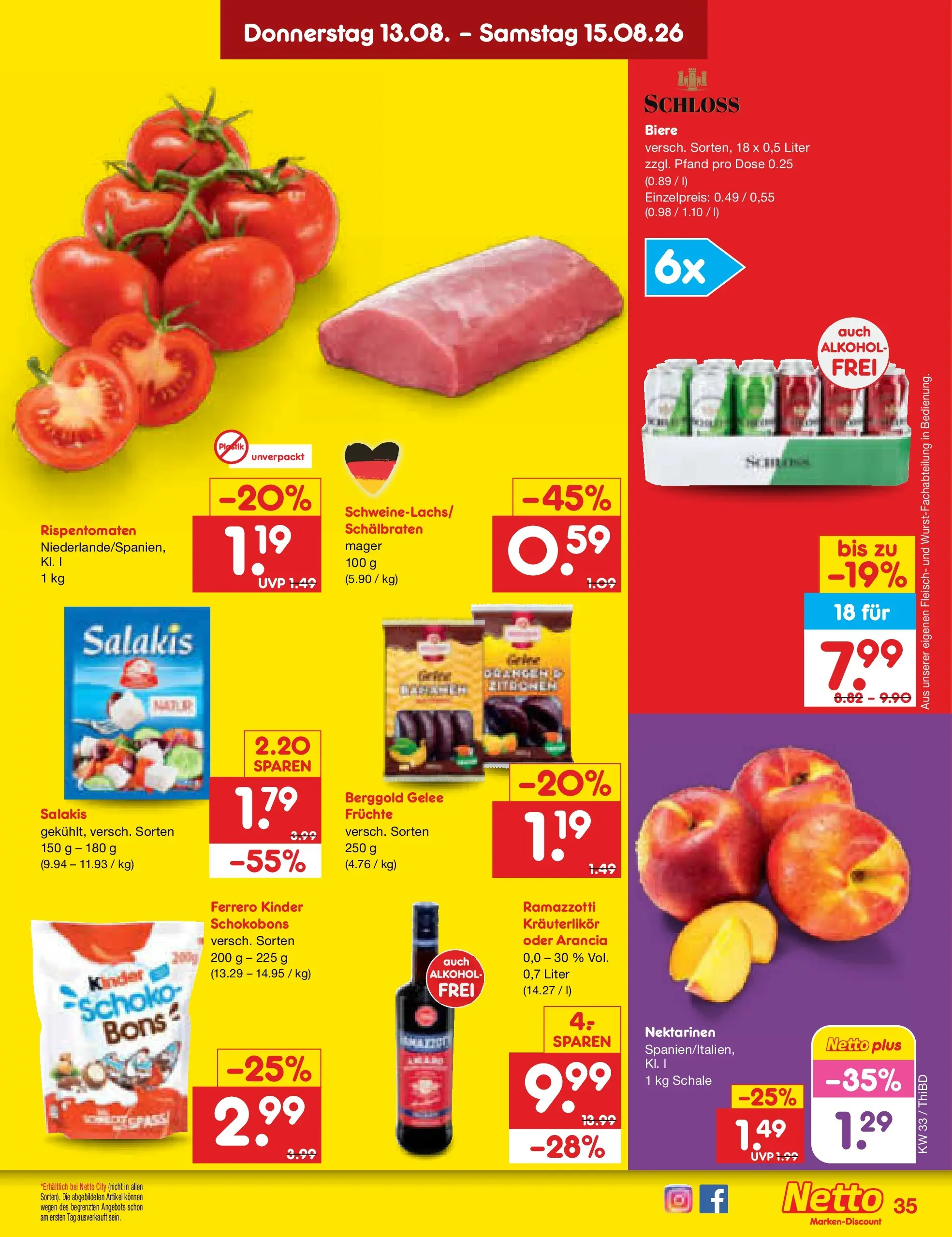Netto Marken-Discount Prospekt Thiendorf (ab 10.08.2026) » Angebote | Seite: 49 | Produkte: Nektarinen, Salakis, Fleisch, Ramazzotti