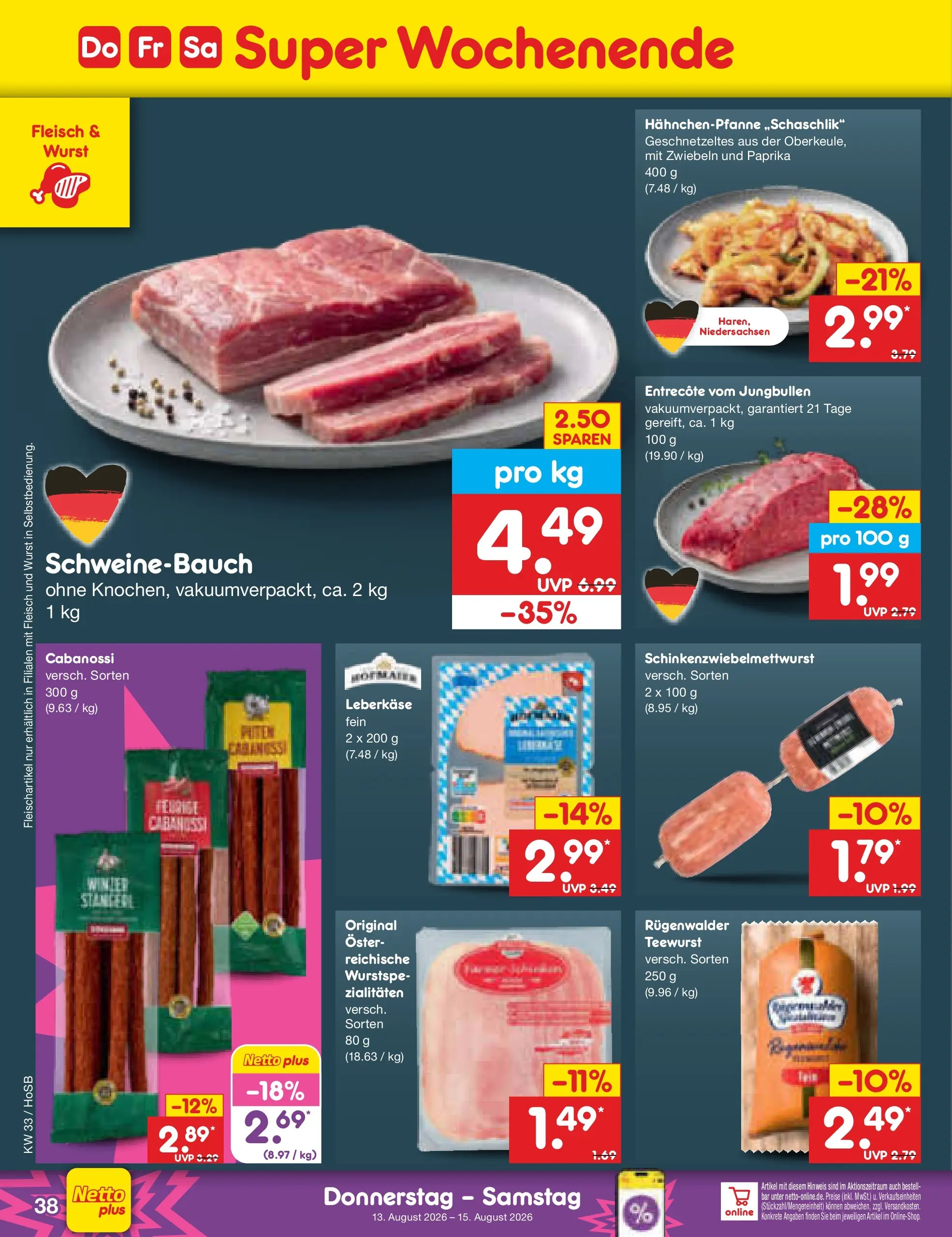 Netto Marken-Discount Prospekt Hannover (ab 10.08.2026) ยป Angebote | Seite: 54 | Produkte: Schweinebauch, Paprika, Fleisch, Leberkase Netto Marken-Discount Prospekt Hannover (ab 10.08.2026) ยป Angebote | Seite: 54 | Produkte: Schweinebauch, Paprika, Fleisch, Leberkase