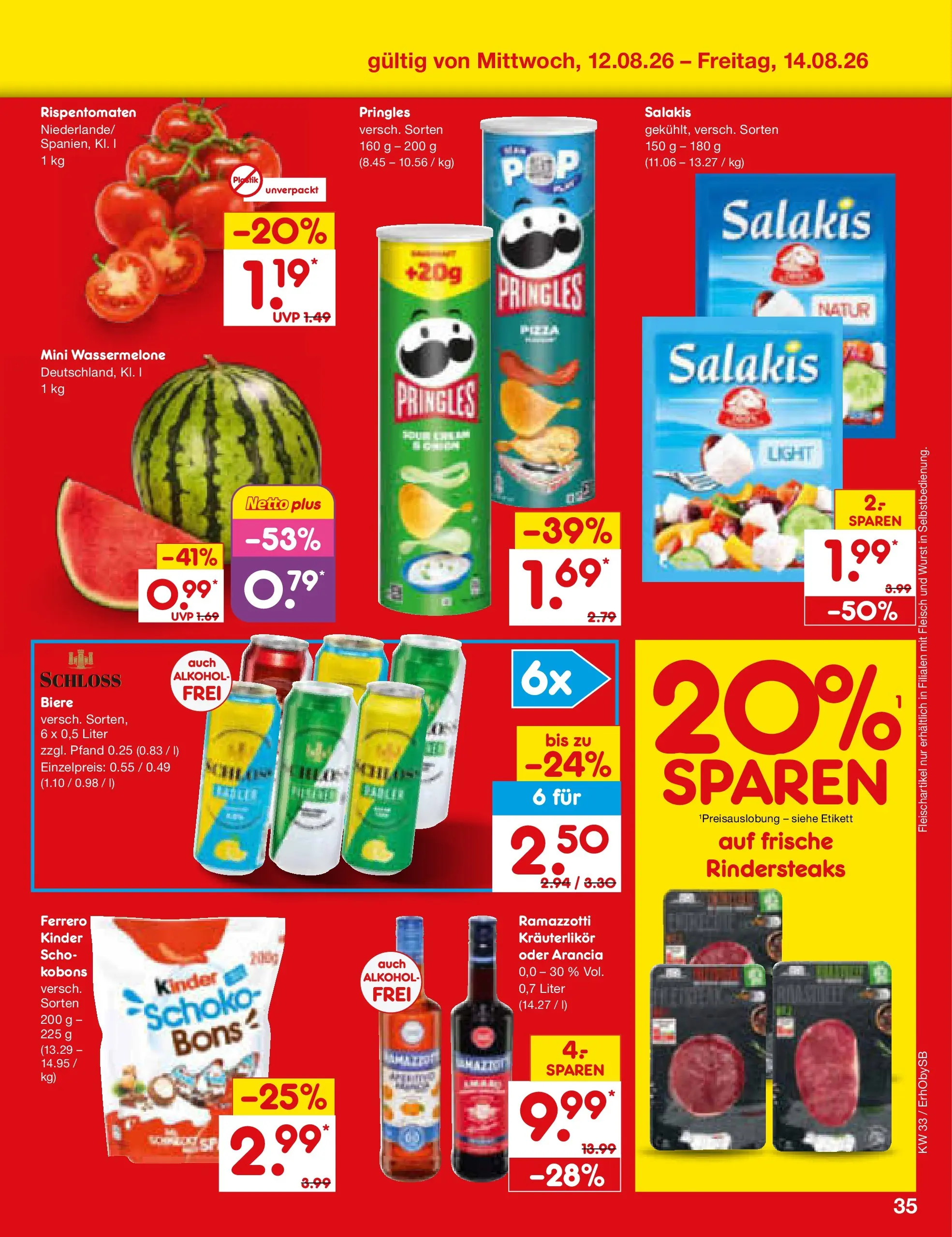 Netto Marken-Discount Prospekt Mauern (ab 10.08.2026) » Angebote | Seite: 49 | Produkte: Salakis, Wassermelone, Pizza, Fleisch