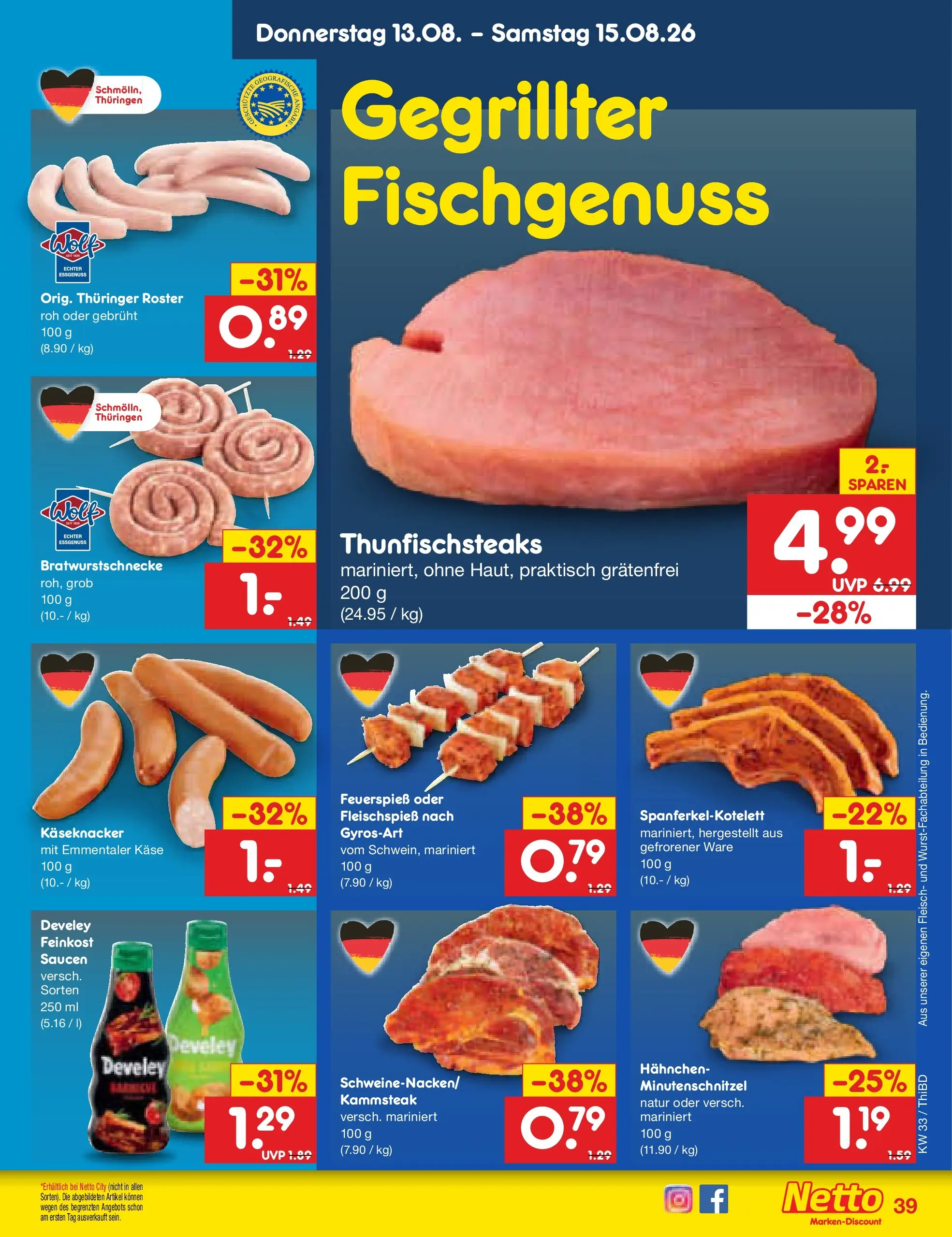 Netto Marken-Discount Prospekt Thiendorf (ab 10.08.2026) » Angebote | Seite: 55 | Produkte: Hahnchen, Käse, Fleisch
