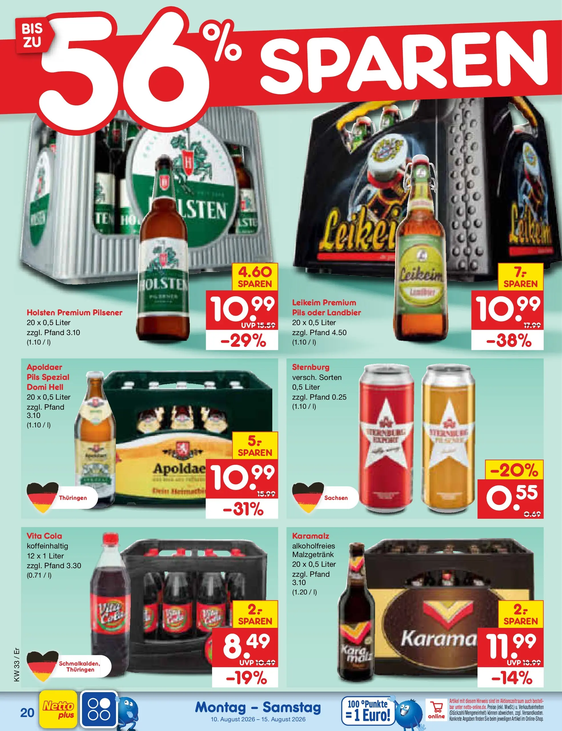 Netto Marken-Discount Prospekt Weimar (ab 10.08.2026) ยป Angebote | Seite: 28 | Produkte: Cola, Pils, Holsten, Vita cola Netto Marken-Discount Prospekt Weimar (ab 10.08.2026) ยป Angebote | Seite: 28 | Produkte: Cola, Pils, Holsten, Vita cola