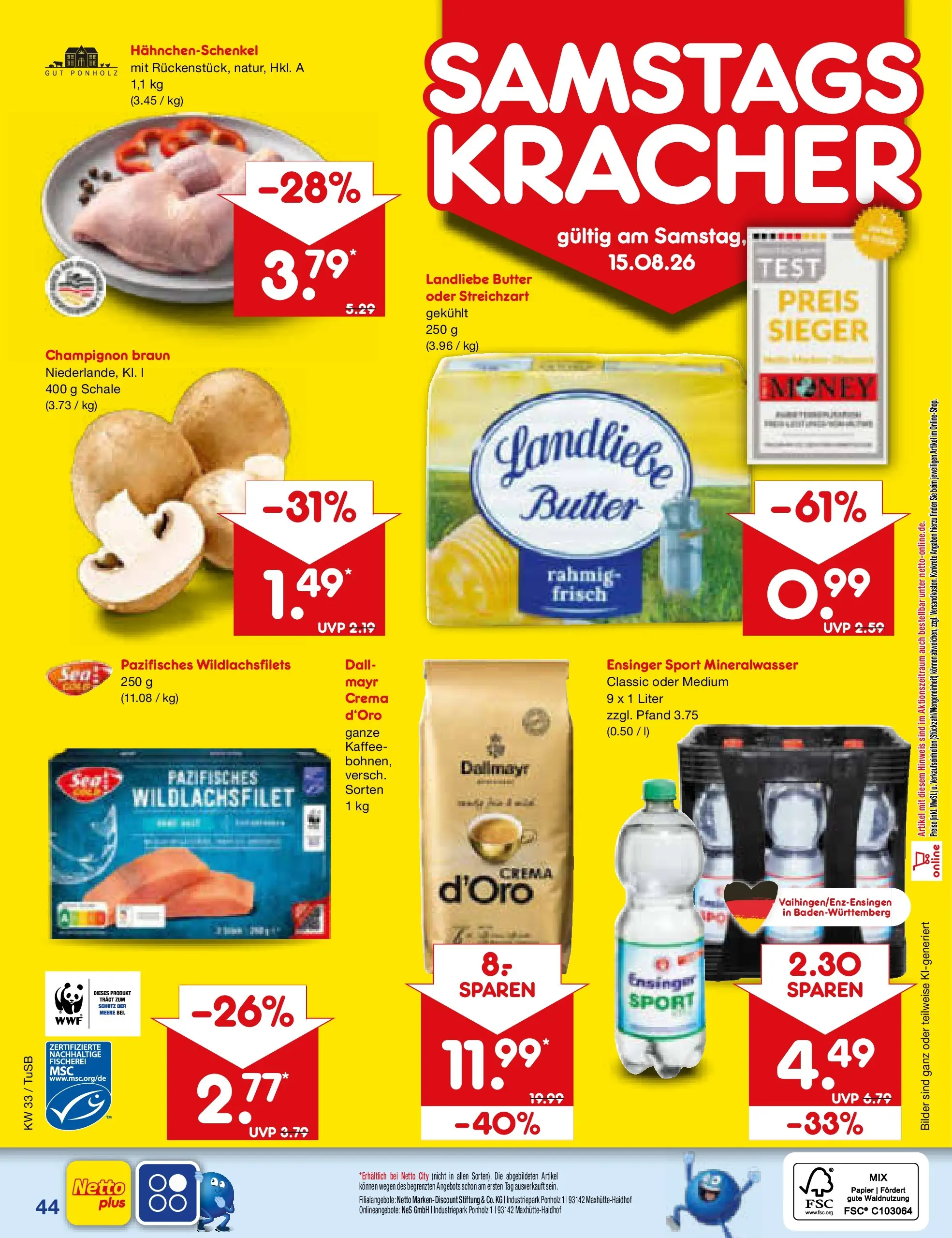 Netto Marken-Discount Prospekt Lahr-Langenwinkel (ab 10.08.2026) ยป Angebote | Seite: 60 | Produkte: Hahnchenschenkel, Butter, Landliebe butter, Dallmayr Netto Marken-Discount Prospekt Lahr-Langenwinkel (ab 10.08.2026) ยป Angebote | Seite: 60 | Produkte: Hahnchenschenkel, Butter, Landliebe butter, Dallmayr