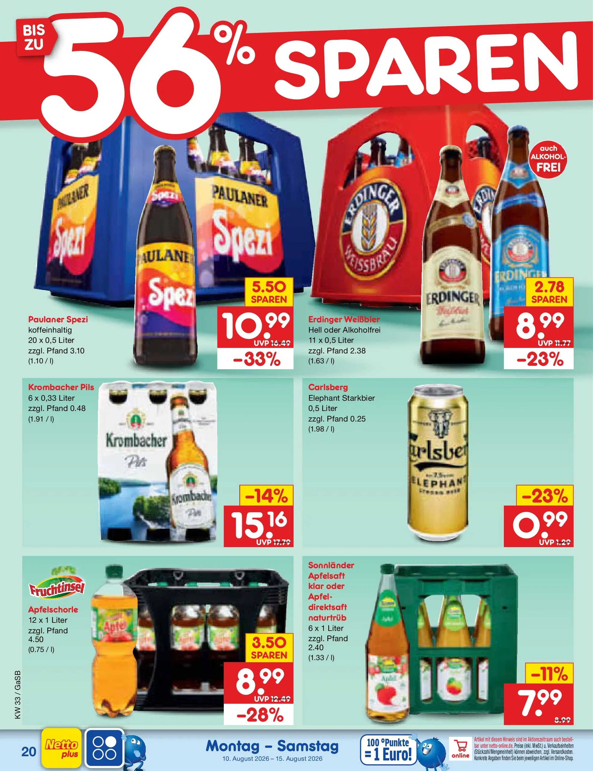 Netto Marken-Discount Prospekt Bremen-Lesum (ab 10.08.2026) ยป Angebote | Seite: 28 | Produkte: Carlsberg, Weiรbier, Apfelsaft, Paulaner Netto Marken-Discount Prospekt Bremen-Lesum (ab 10.08.2026) ยป Angebote | Seite: 28 | Produkte: Carlsberg, Weiรbier, Apfelsaft, Paulaner