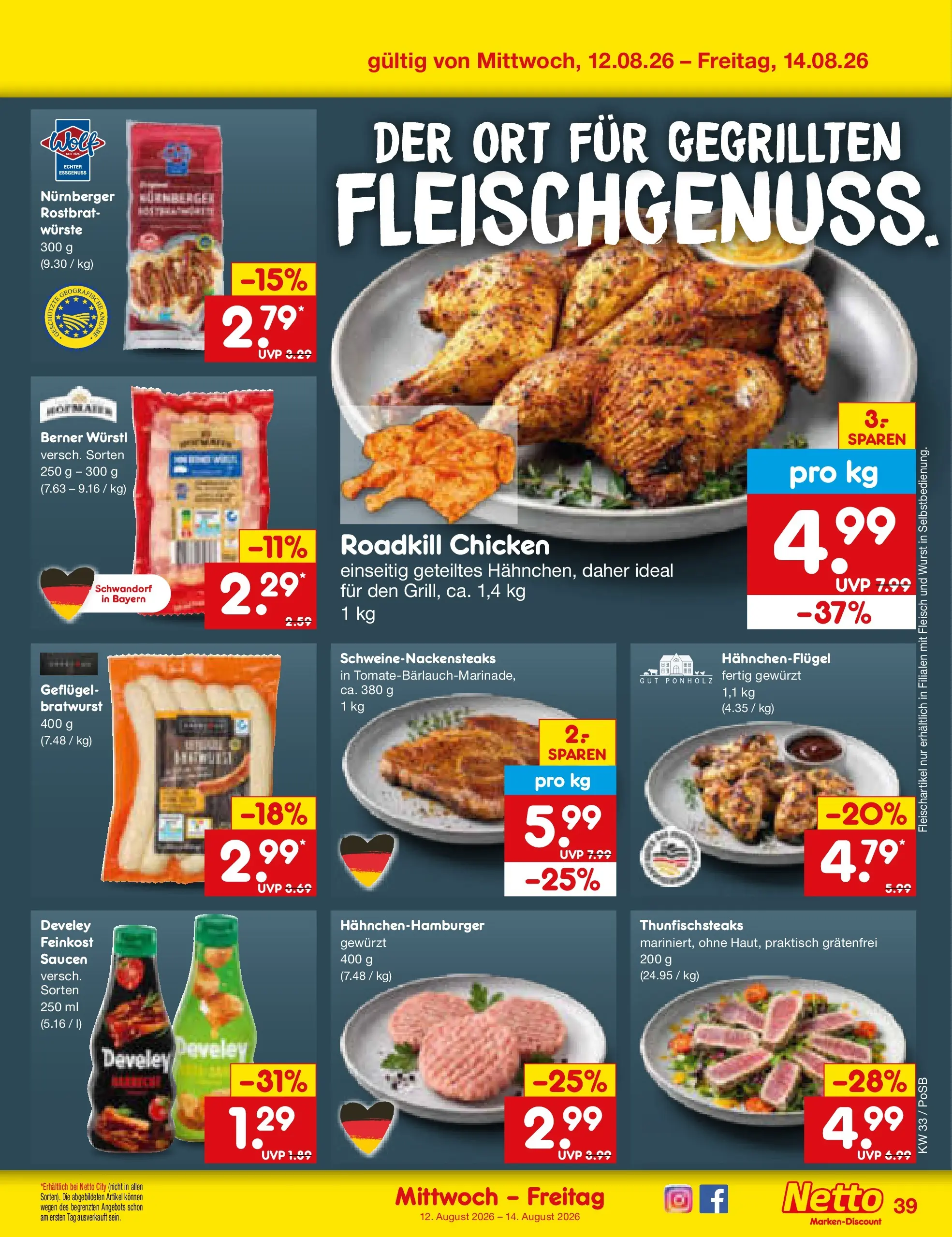 Netto Marken-Discount Prospekt Regensburg (ab 10.08.2026) » Angebote | Seite: 55 | Produkte: Würstl, Bratwurst, Wurst, Fleisch