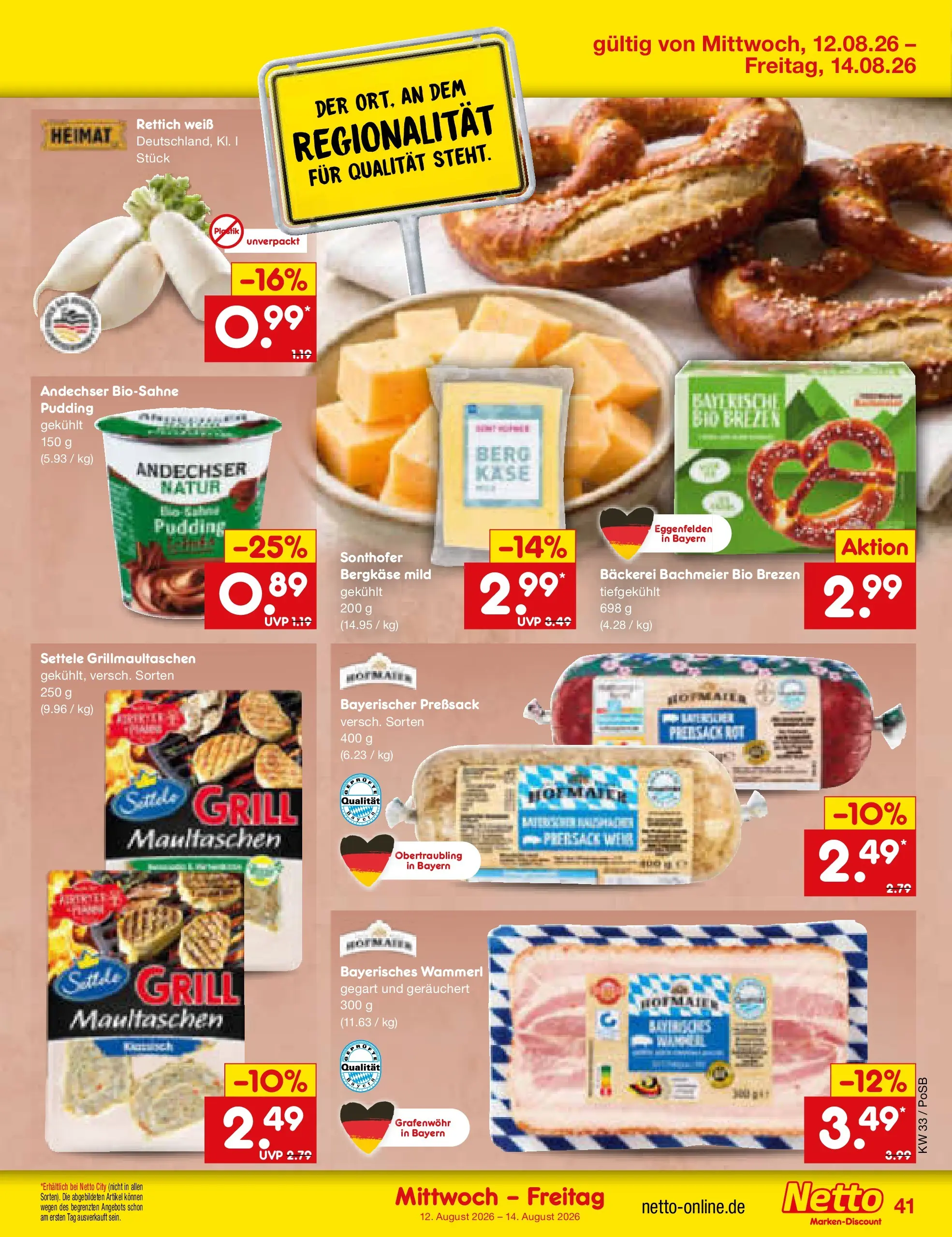 Netto Marken-Discount Prospekt Regensburg (ab 10.08.2026) » Angebote | Seite: 57 | Produkte: Grill, Bäckerei, Käse, Pudding