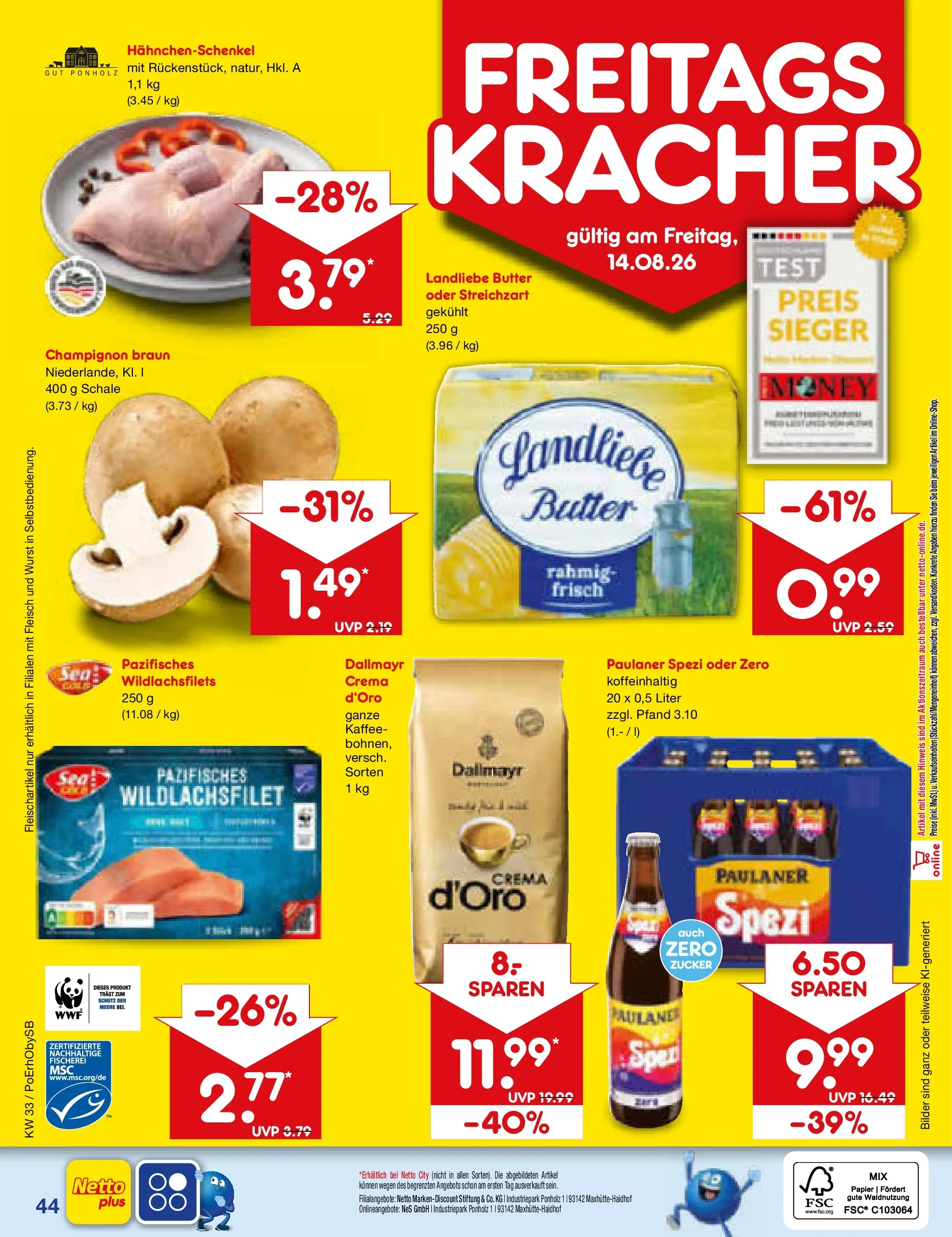 Netto Marken-Discount Prospekt Regensburg (ab 10.08.2026) » Angebote | Seite: 60 | Produkte: Hahnchenschenkel, Kaffee, Paulaner spezi, Paulaner