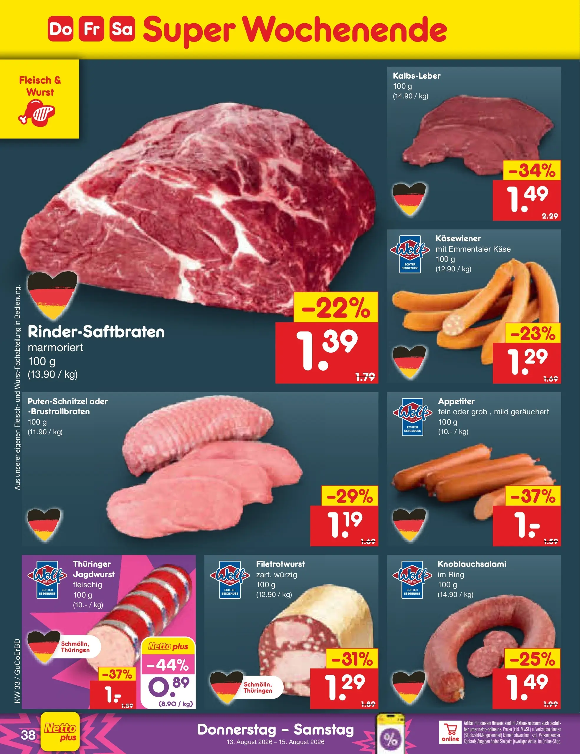 Netto Marken-Discount Prospekt Weimar (ab 10.08.2026) ยป Angebote | Seite: 54 | Produkte: Kalbsleber, Putenschnitzel, Wurst, Fleisch Netto Marken-Discount Prospekt Weimar (ab 10.08.2026) ยป Angebote | Seite: 54 | Produkte: Kalbsleber, Putenschnitzel, Wurst, Fleisch