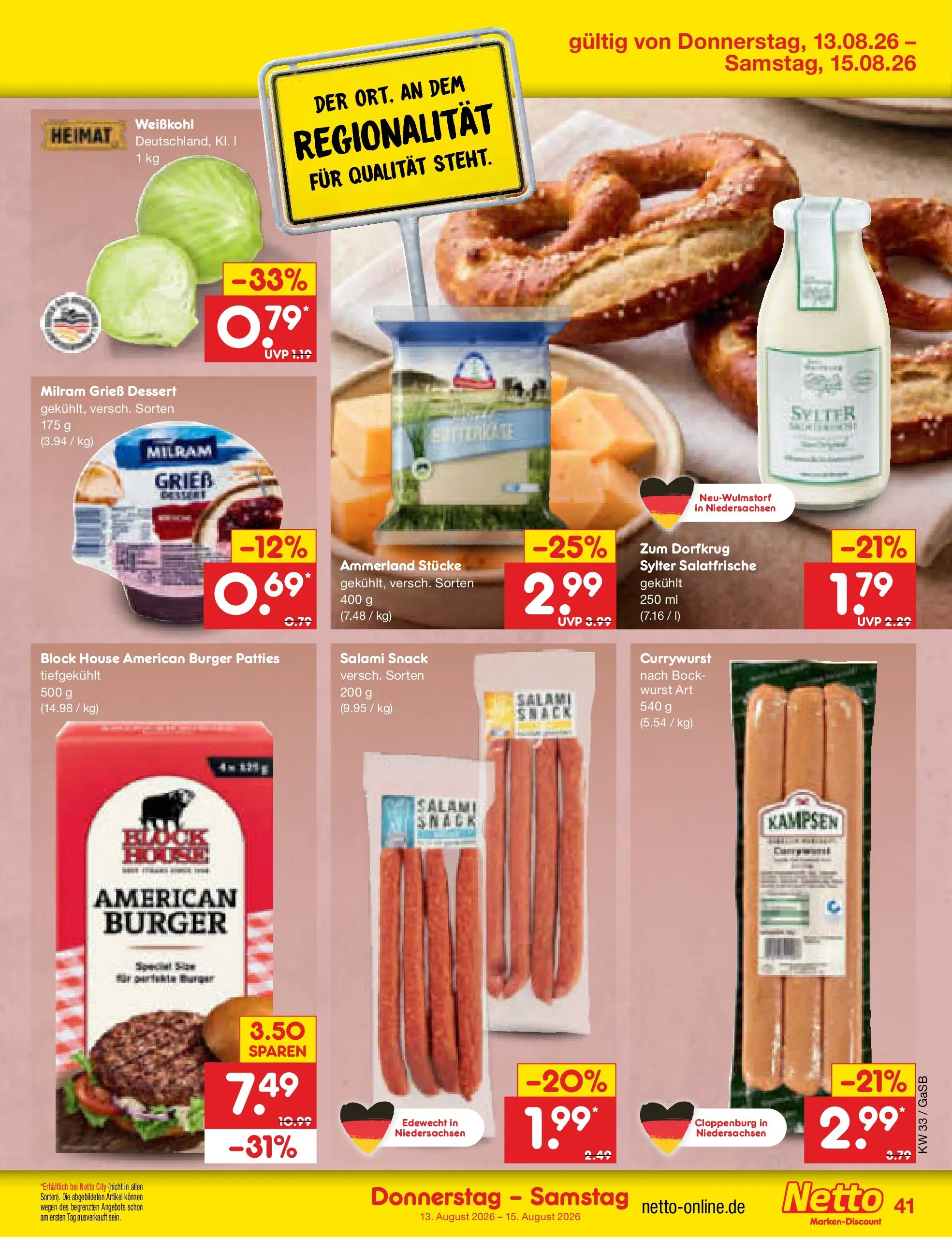 Netto Marken-Discount Prospekt Bremen-Lesum (ab 10.08.2026) ยป Angebote | Seite: 57 | Produkte: Burger, Milram, Wurst, Salami Netto Marken-Discount Prospekt Bremen-Lesum (ab 10.08.2026) ยป Angebote | Seite: 57 | Produkte: Burger, Milram, Wurst, Salami