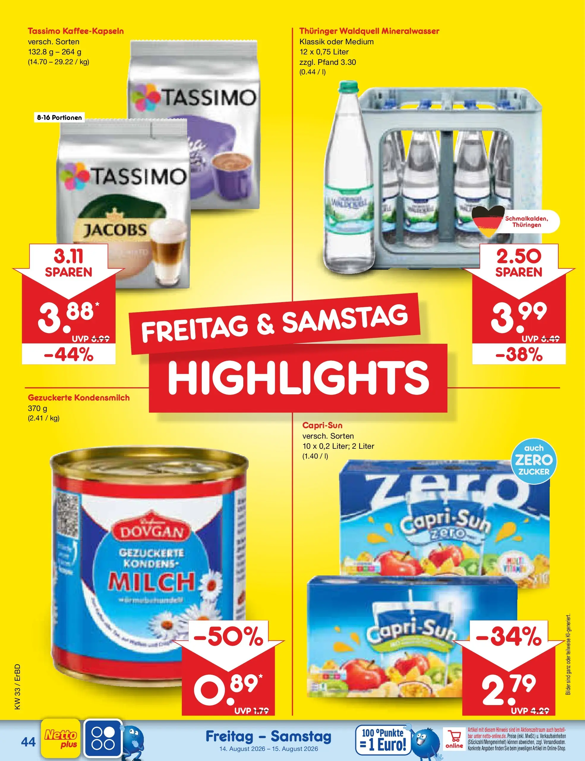 Netto Marken-Discount Prospekt Weimar (ab 10.08.2026) ยป Angebote | Seite: 60 | Produkte: Capri sun, Milch, Mineralwasser, Tassimo Netto Marken-Discount Prospekt Weimar (ab 10.08.2026) ยป Angebote | Seite: 60 | Produkte: Capri sun, Milch, Mineralwasser, Tassimo