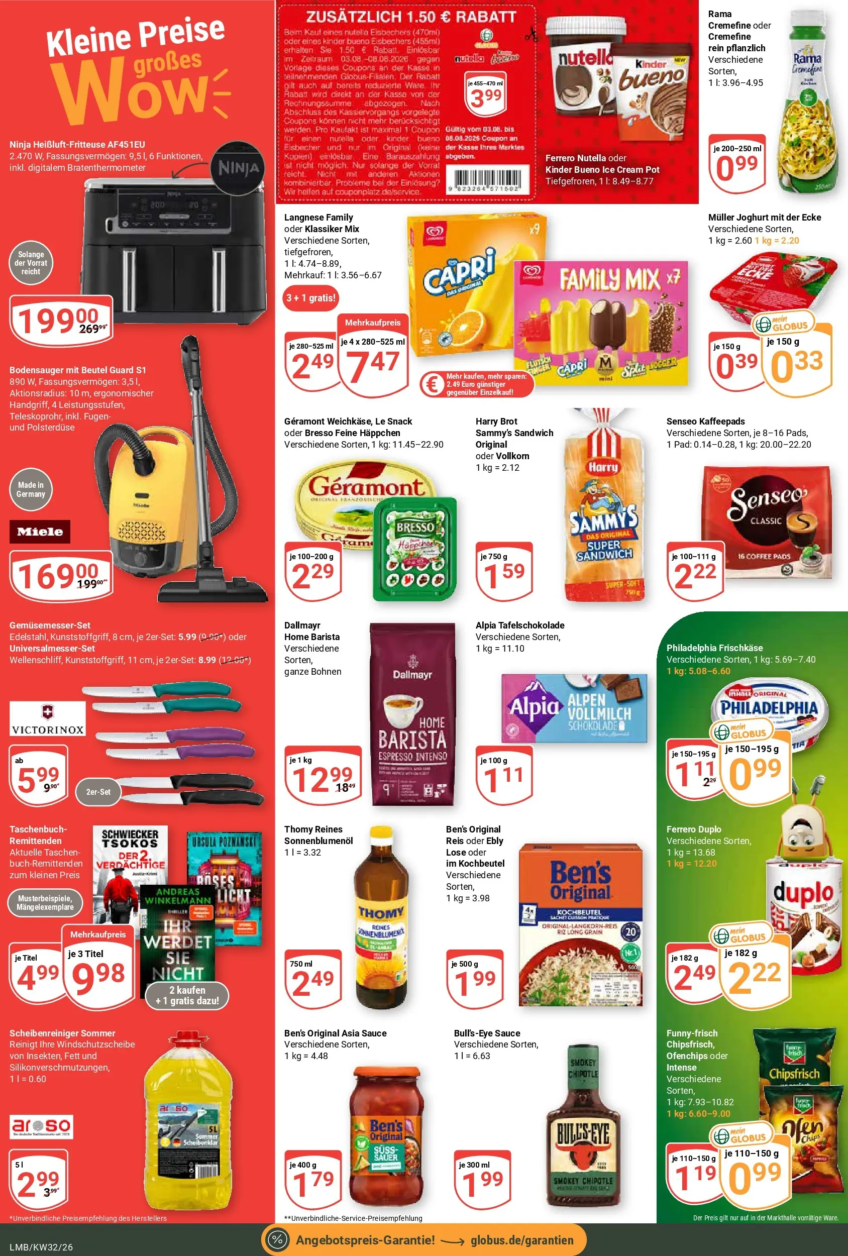 Globus Prospekt Limburg (ab 03.08.2026) » Angebote online | Seite: 6 | Produkte: Miele, Geramont, Kaffeepads, Kinder bueno