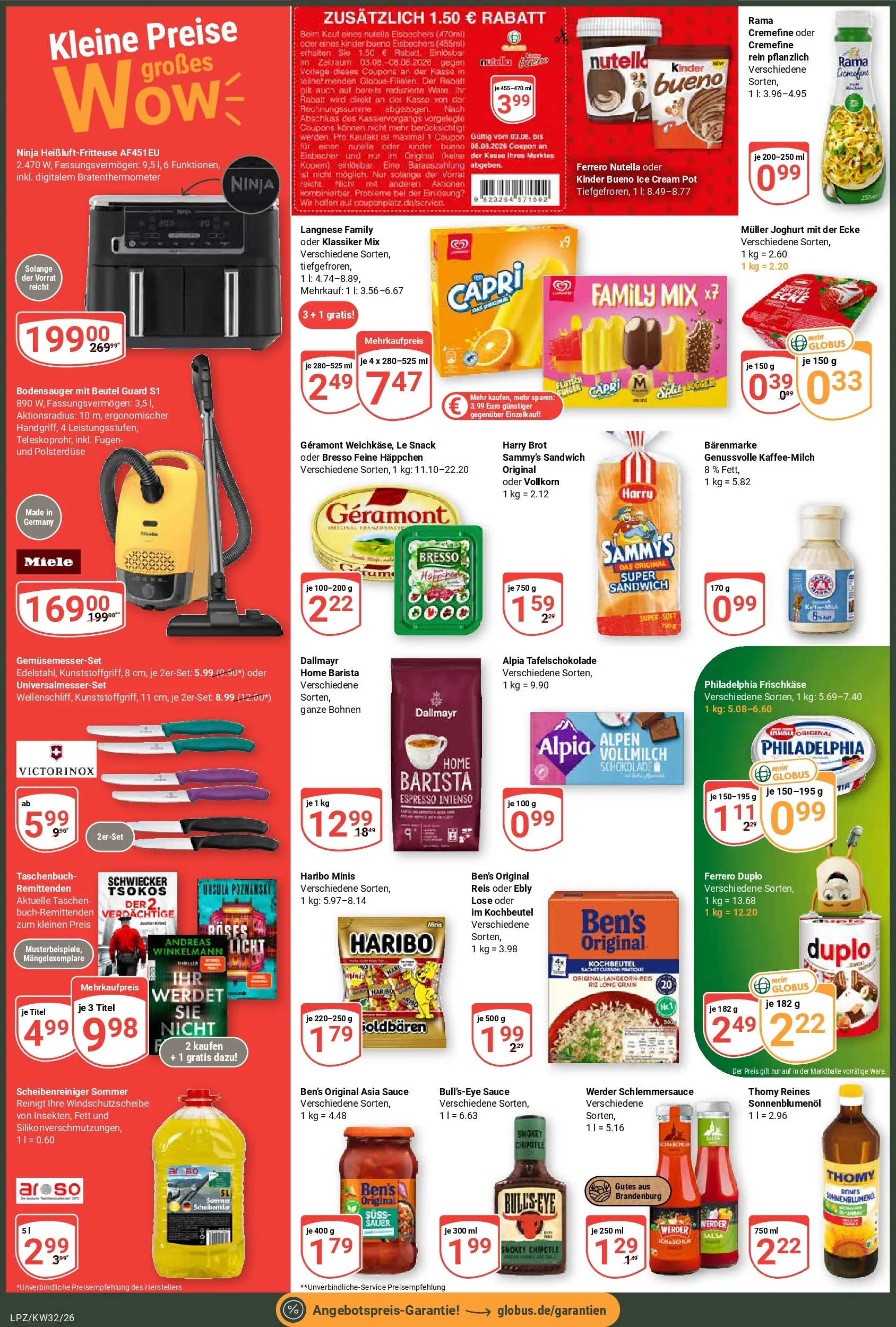 Globus Prospekt Leipzig (ab 03.08.2026) » Angebote online | Seite: 2 | Produkte: Langnese, Rama, Philadelphia, Kinder bueno