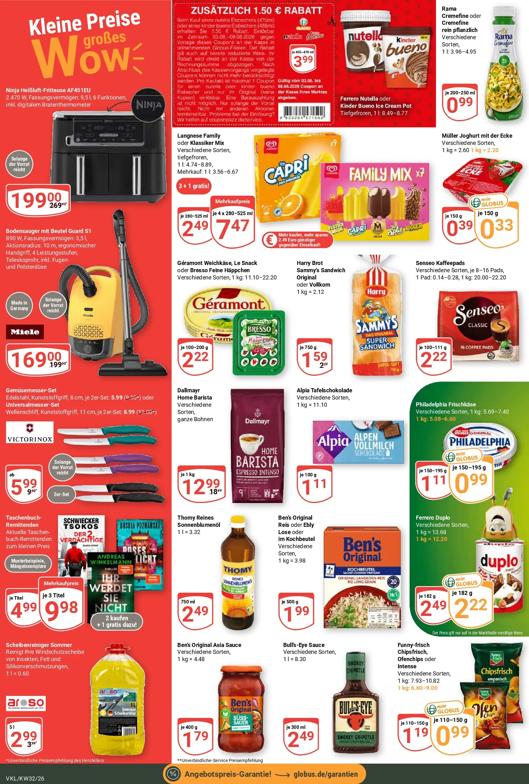 Globus Prospekt Völklingen (ab 03.08.2026) » Angebote online | Seite: 7 | Produkte: Miele, Kinder bueno, Dallmayr, Heißluftfritteuse