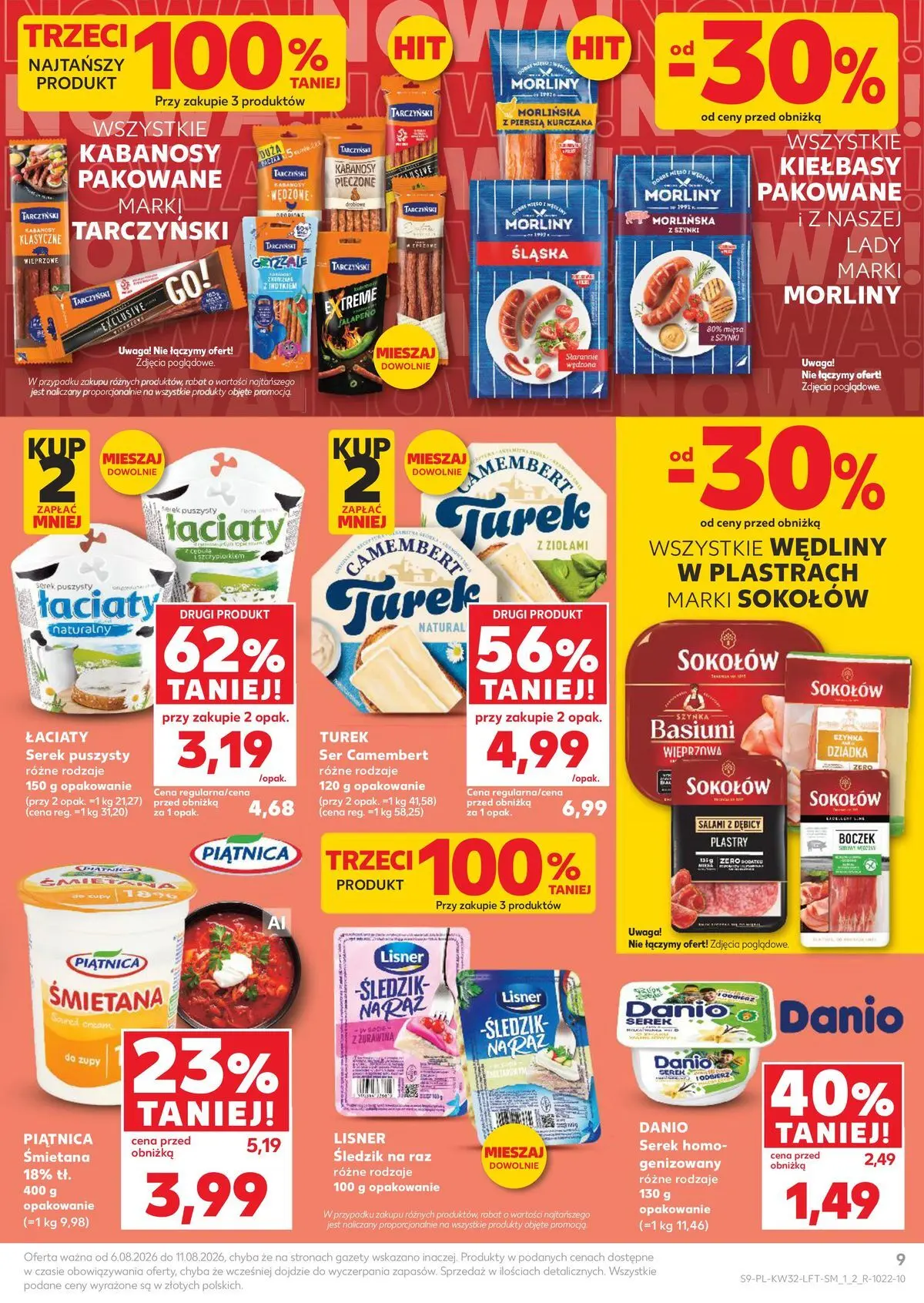 Kaufland gazetka od 06.08.2026 - od jutra PDF | Strona: 9 | Produkty: Serek, Ser camembert, Boczek, Wędliny