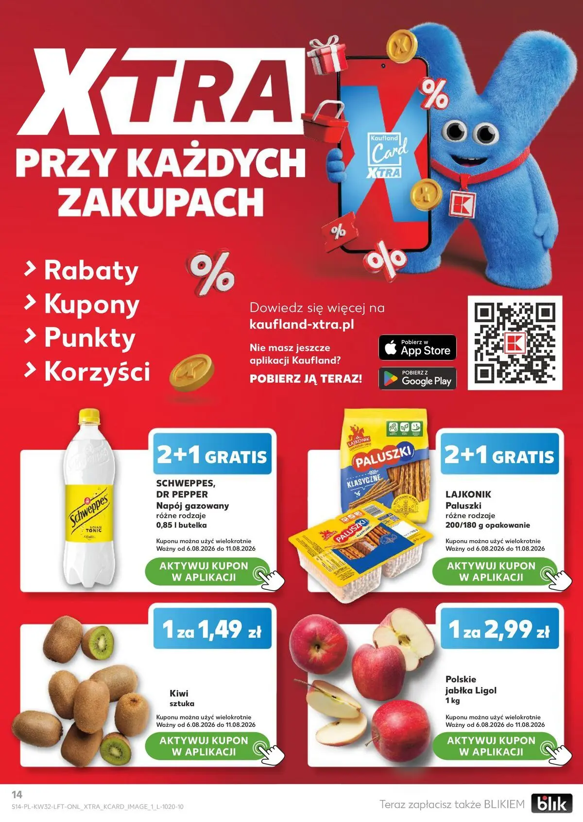 Kaufland gazetka od 06.08.2026 - od jutra PDF | Strona: 14 | Produkty: Paluszki, Jabłka, Kiwi