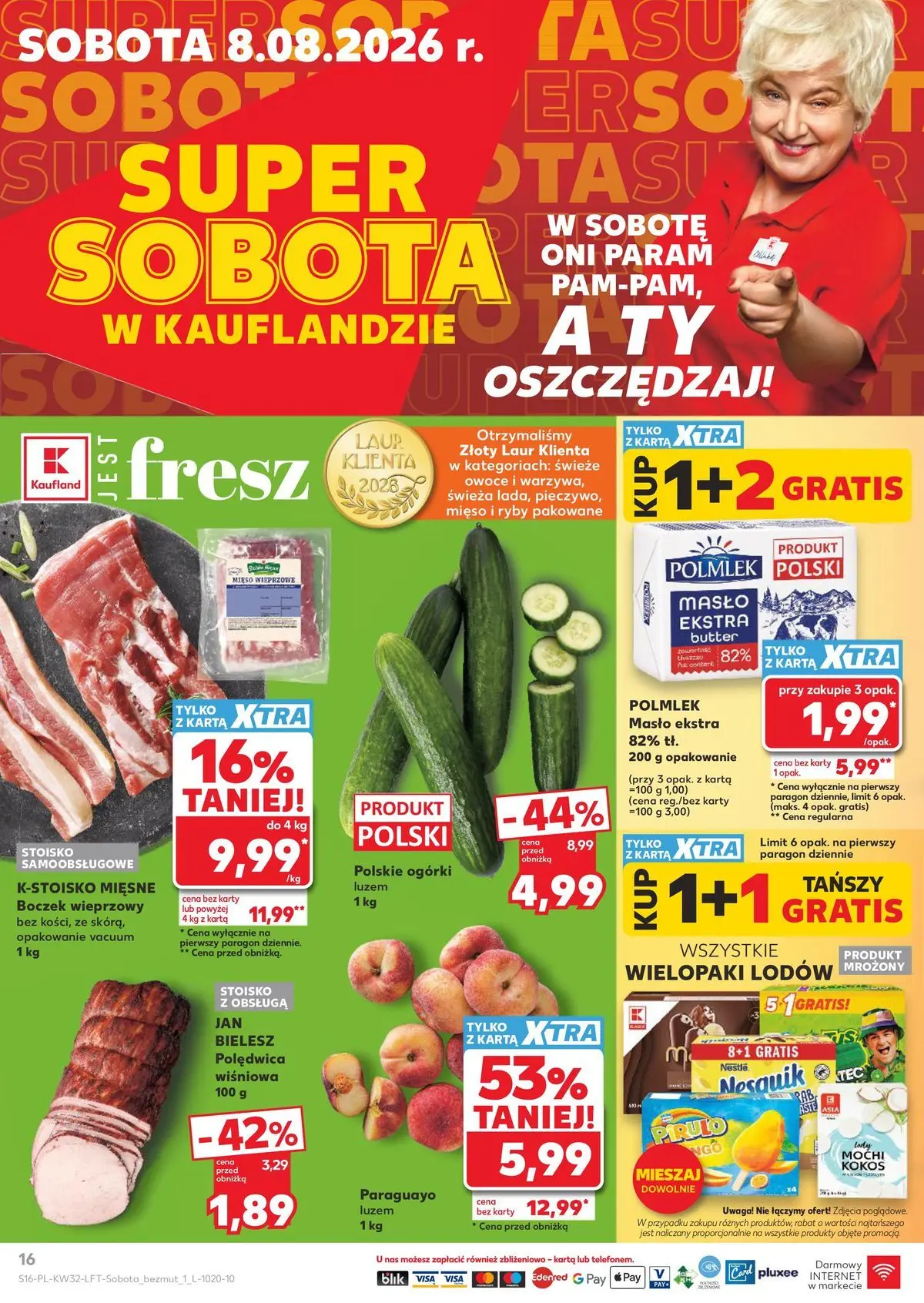 Kaufland gazetka od 06.08.2026 - od jutra PDF | Strona: 16 | Produkty: Karta, Boczek wieprzowy, Masło, Ryby