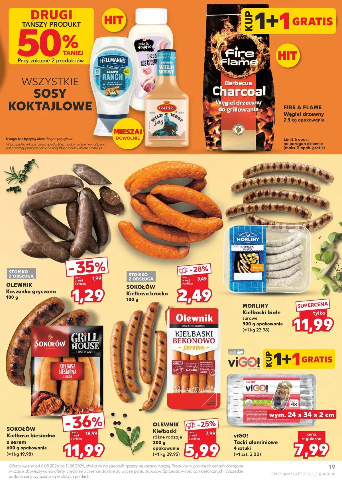 Kaufland gazetka od 06.08.2026 - od jutra PDF | Strona: 19 | Produkty: Grill, Kaszanka, Kiełbaski, Sos