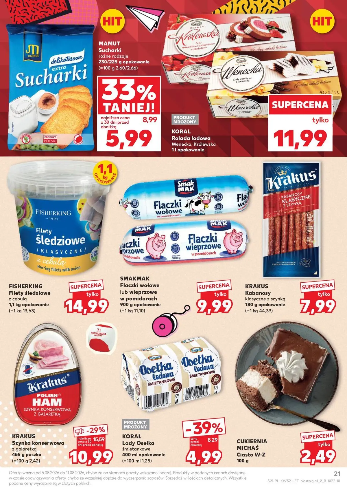 Kaufland gazetka od 06.08.2026 - od jutra PDF | Strona: 21 | Produkty: Osełka, Galaretka, Rolada, Lody