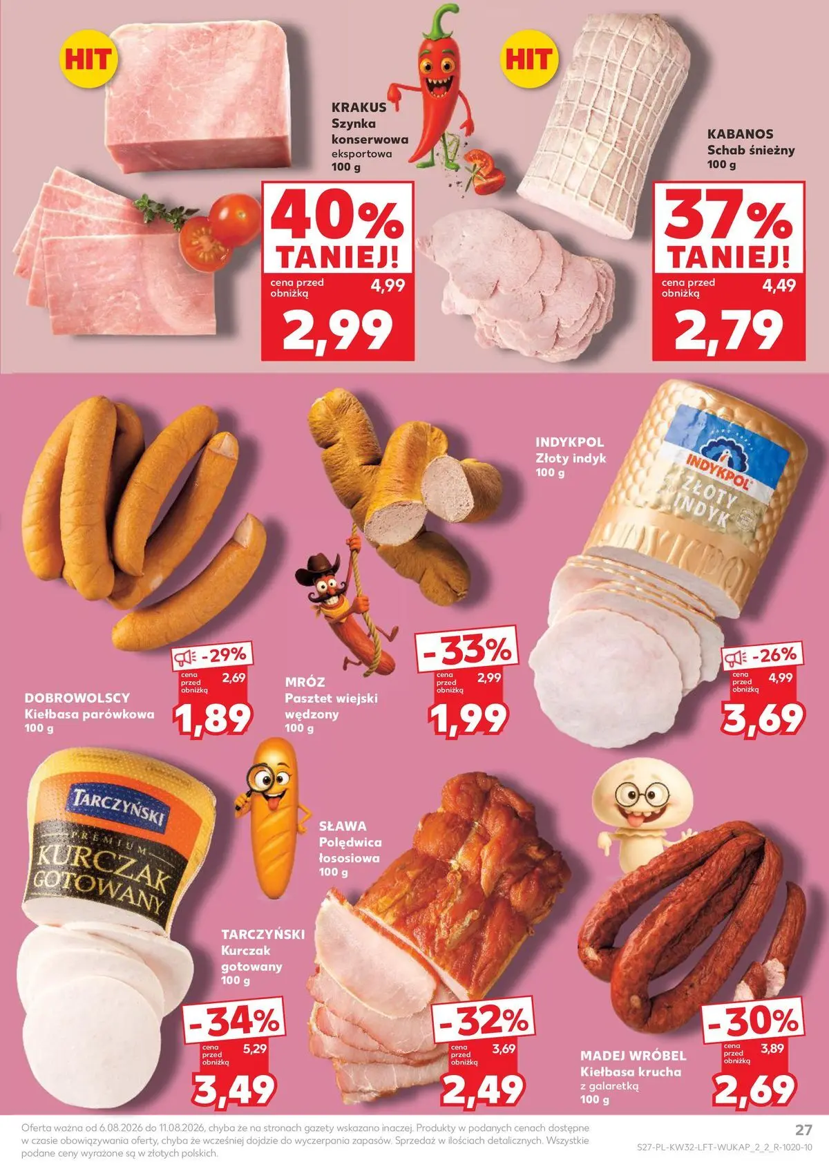 Kaufland gazetka od 06.08.2026 - od jutra PDF | Strona: 27 | Produkty: Kiełbasa, Kurczak, Galaretka, Schab