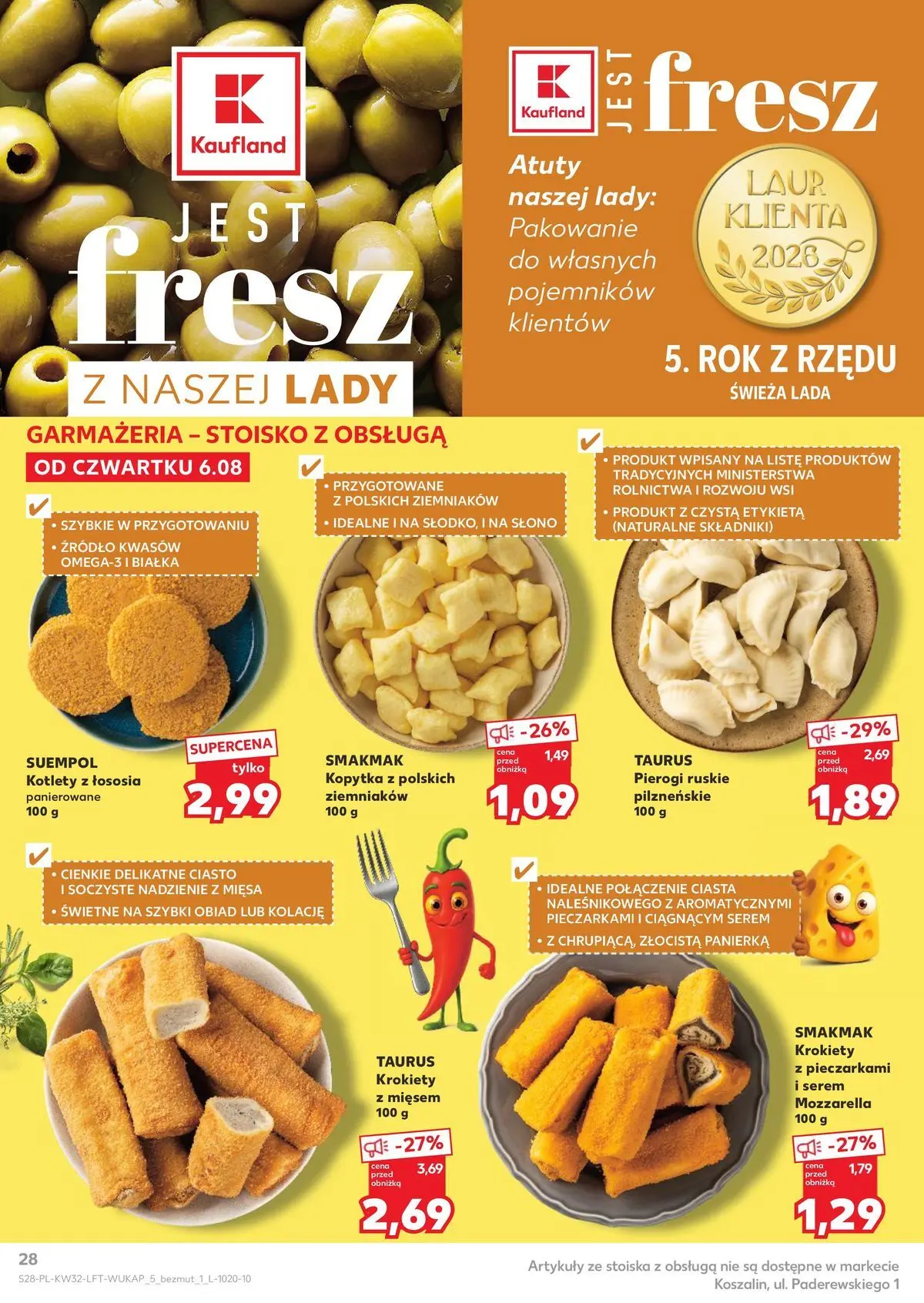 Kaufland gazetka od 06.08.2026 - od jutra PDF | Strona: 28 | Produkty: Pierogi, Krokiety, Kopytka, Kotlety