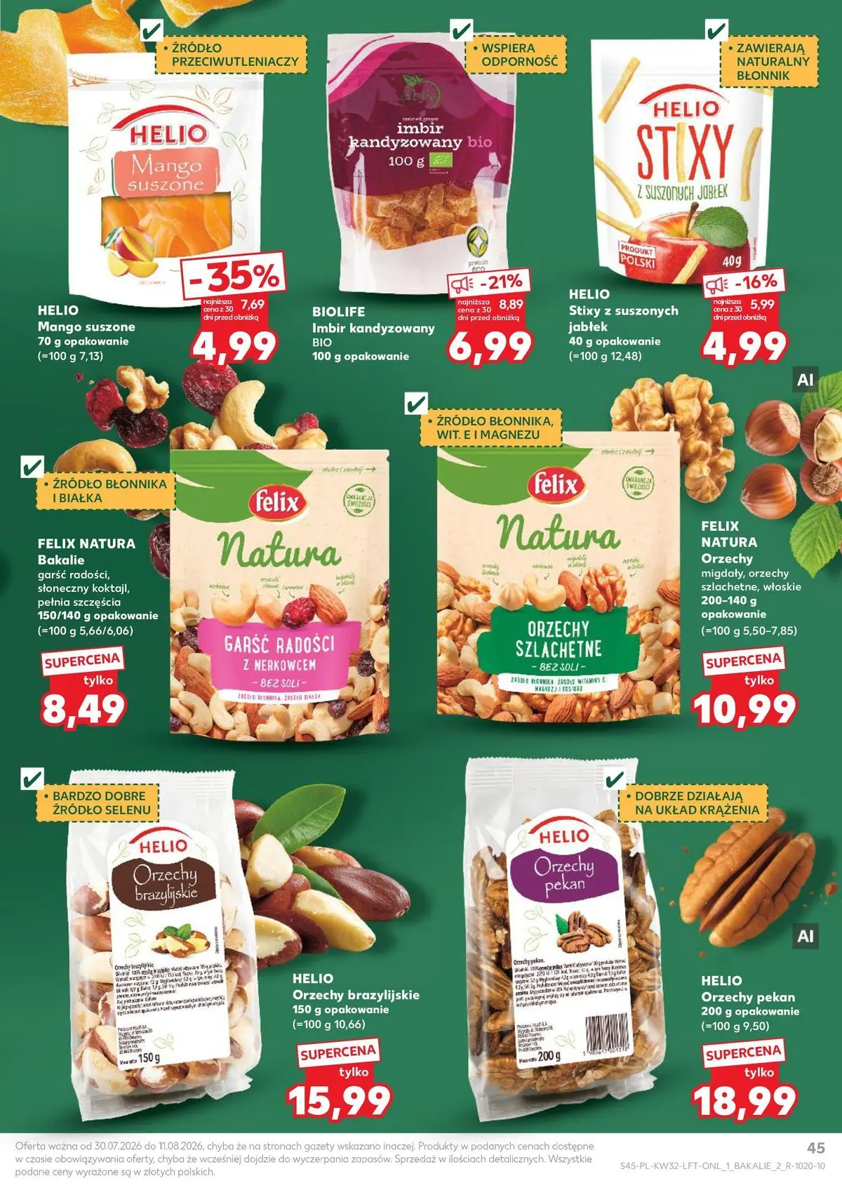 Kaufland gazetka od 06.08.2026 - od jutra PDF | Strona: 45 | Produkty: Mango, Imbir kandyzowany, Orzechy brazylijskie, Orzechy