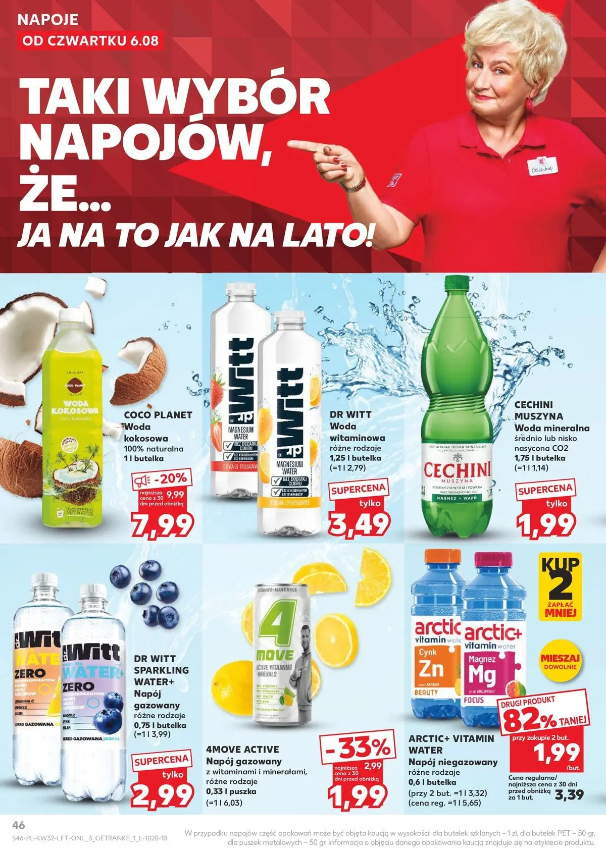 Kaufland gazetka od 06.08.2026 - od jutra PDF | Strona: 46 | Produkty: Woda kokosowa, Napoje, Muszyna Woda, Cechini muszyna