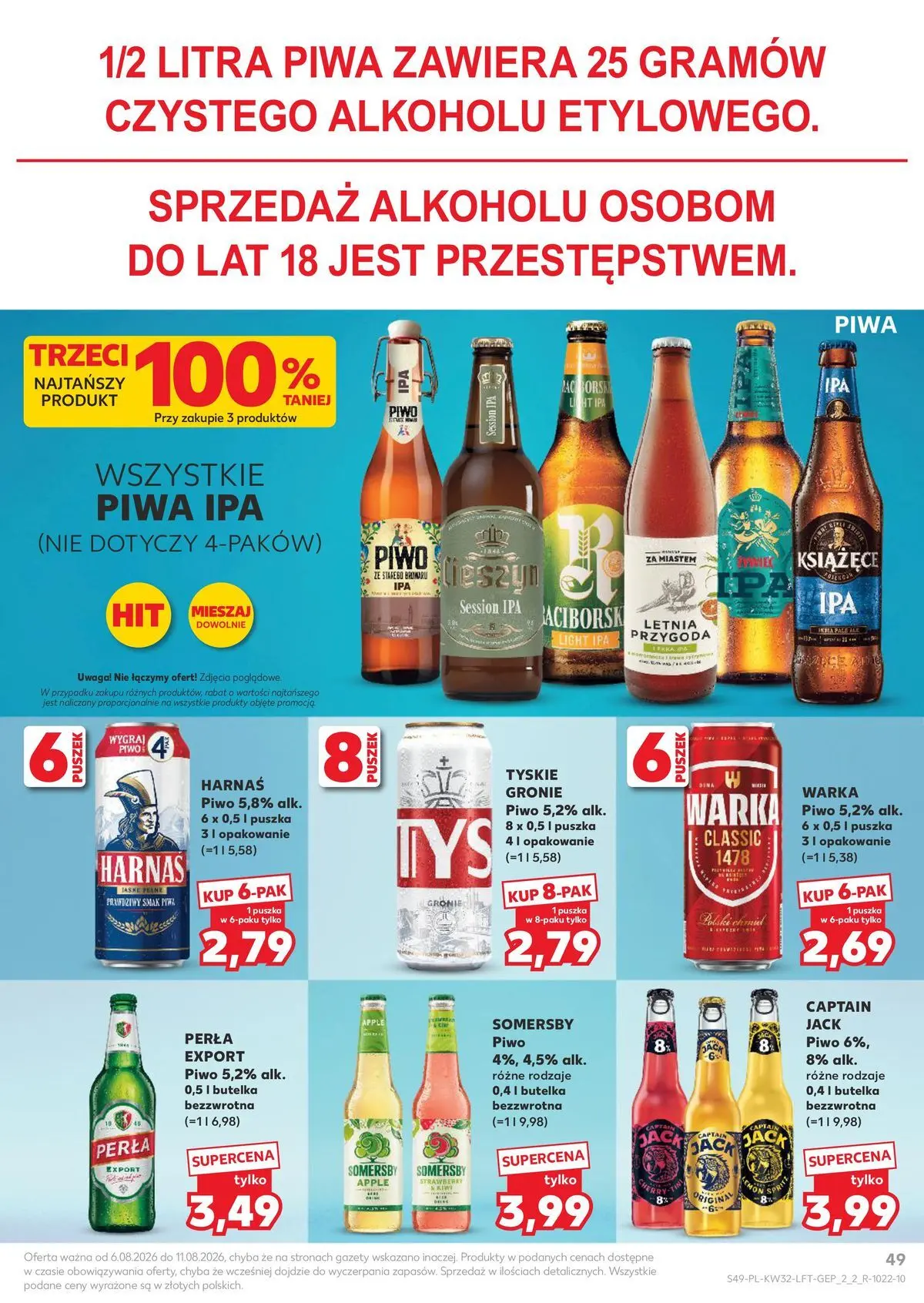 Kaufland gazetka od 06.08.2026 - od jutra PDF | Strona: 49 | Produkty: Warka, Harnaś, Piwo, Somersby