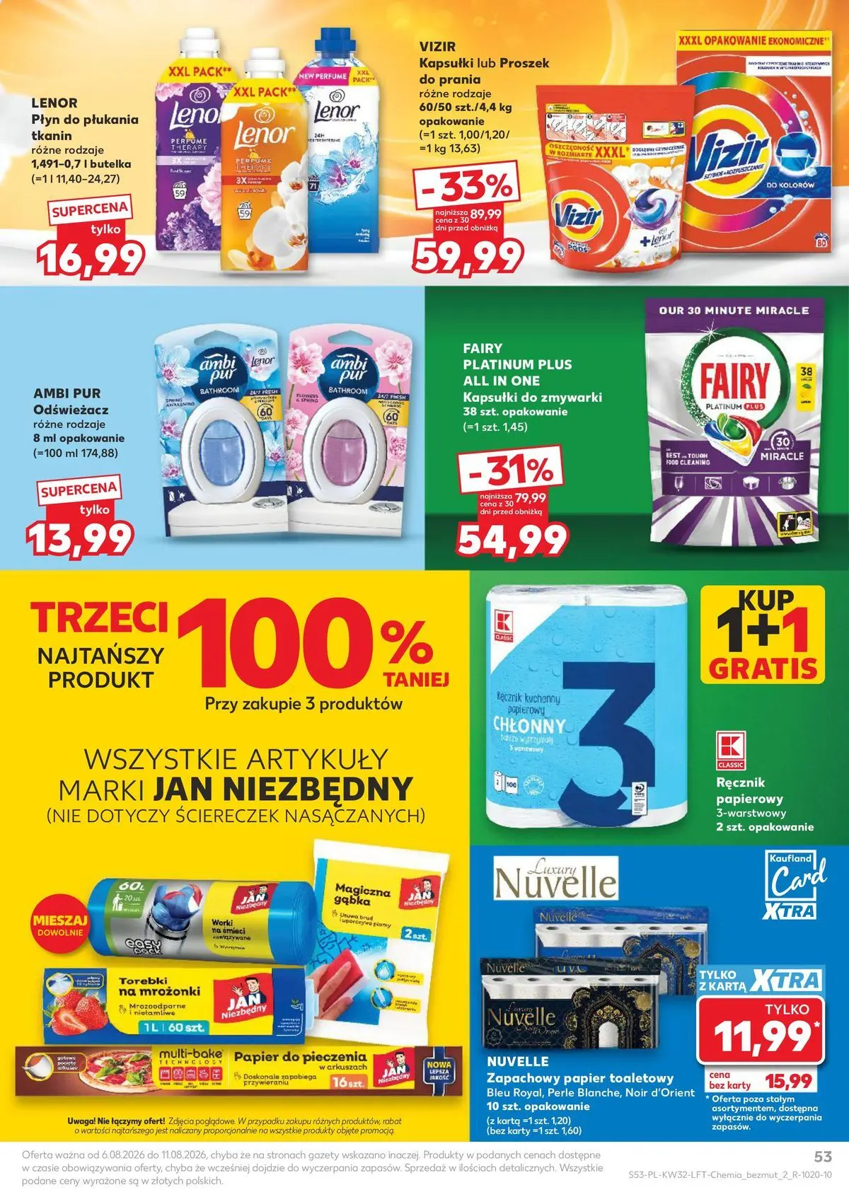 Kaufland gazetka od 06.08.2026 - od jutra PDF | Strona: 53 | Produkty: Papier toaletowy, Fairy platinum, Proszek do prania, Detergent