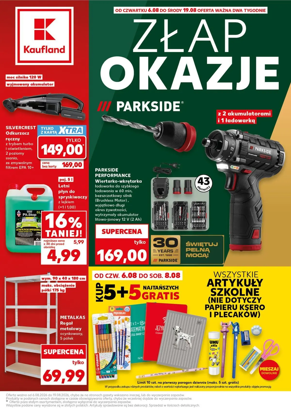 Kaufland gazetka - Złap Okazje od 06.08.2026 - od jutra PDF | Strona: 1 | Produkty: Karta, Ładowarka, Cleaner, Regał