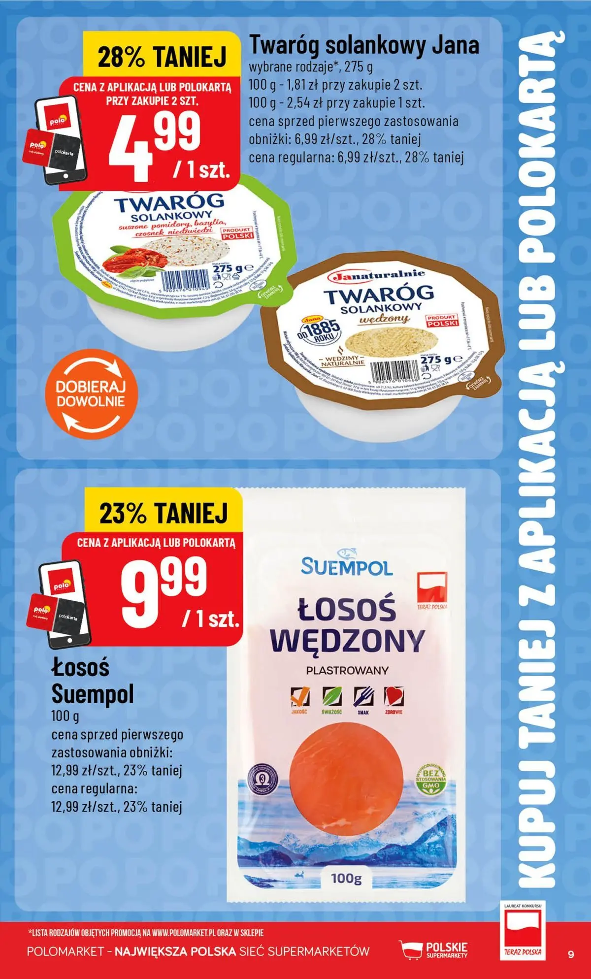 Nowa POLOmarket gazetka od jutra 05.08.2026 | Strona: 9 | Produkty: Łosoś wędzony, Czosnek niedźwiedzi, Łosoś, Twaróg