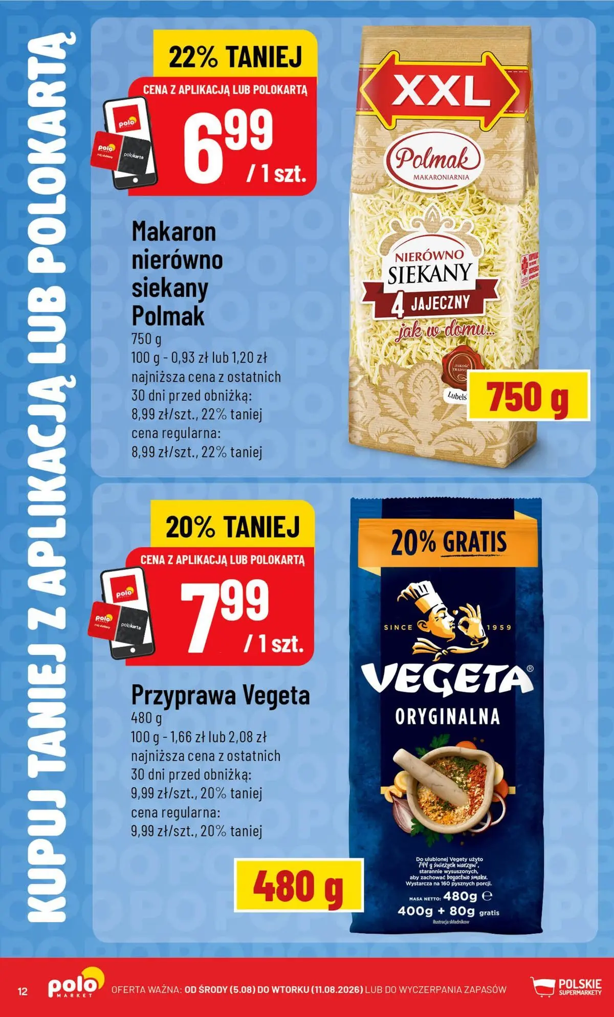 Nowa POLOmarket gazetka od jutra 05.08.2026 | Strona: 12 | Produkty: Makaron