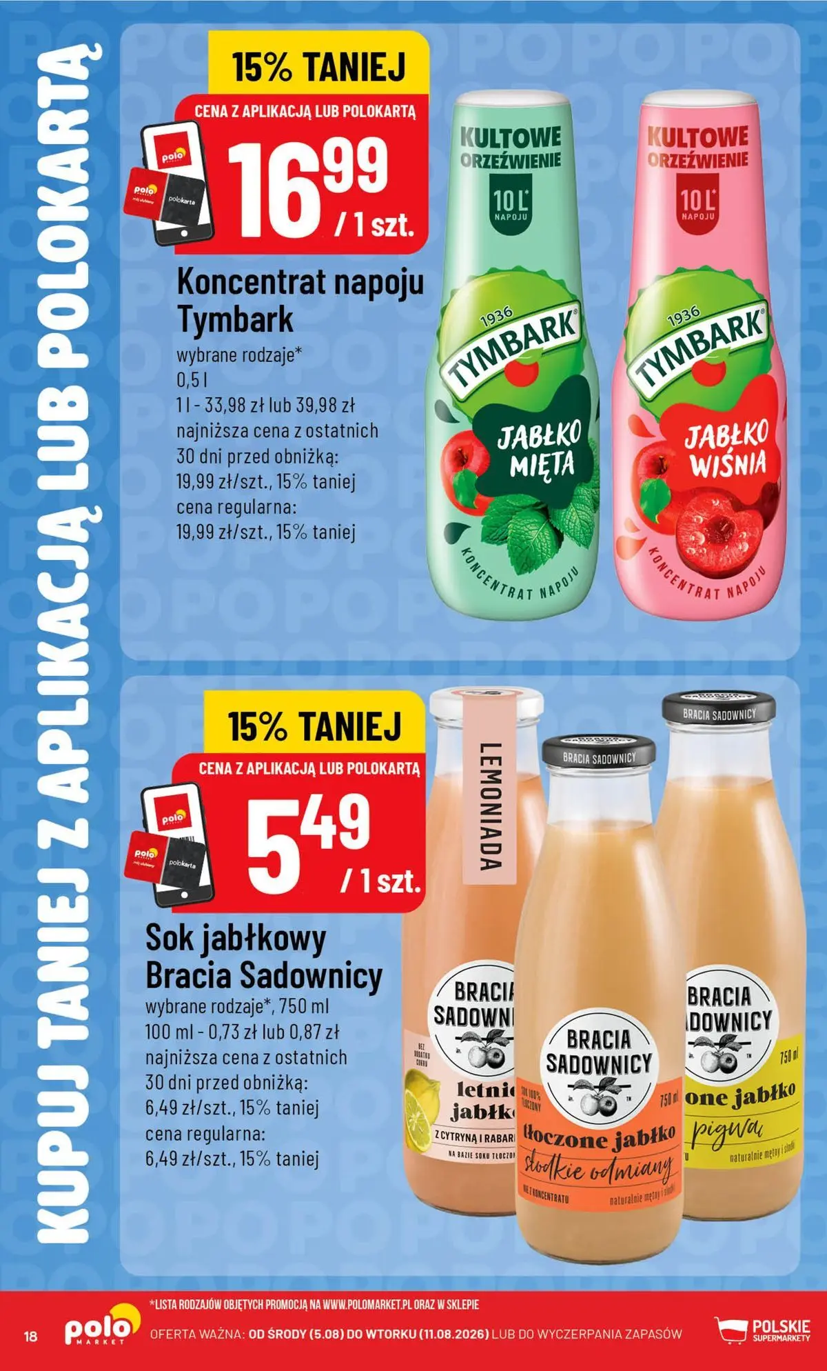 Nowa POLOmarket gazetka od jutra 05.08.2026 | Strona: 18 | Produkty: Cytryna, Sok jabłkowy, Mięta, Sok