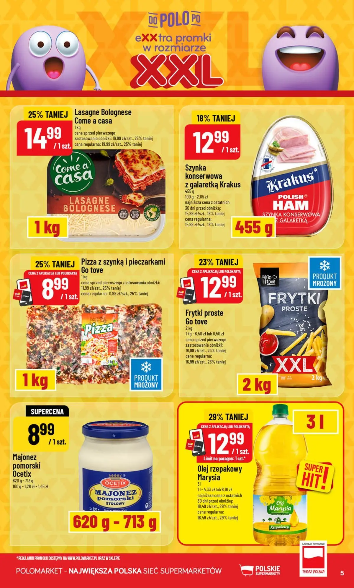 Nowa POLOmarket gazetka od jutra (05.08.2026) | Strona: 5 | Produkty: Lasagne, Pizza, Lasagne bolognese, Majonez Nowa POLOmarket gazetka od jutra 05.08.2026 | Strona: 5 | Produkty: Lasagne, Pizza, Lasagne bolognese, Majonez