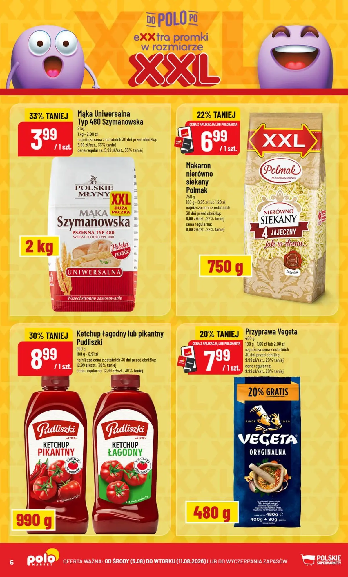 Nowa POLOmarket gazetka od jutra (05.08.2026) | Strona: 6 | Produkty: Ketchup, Makaron Nowa POLOmarket gazetka od jutra 05.08.2026 | Strona: 6 | Produkty: Ketchup, Makaron